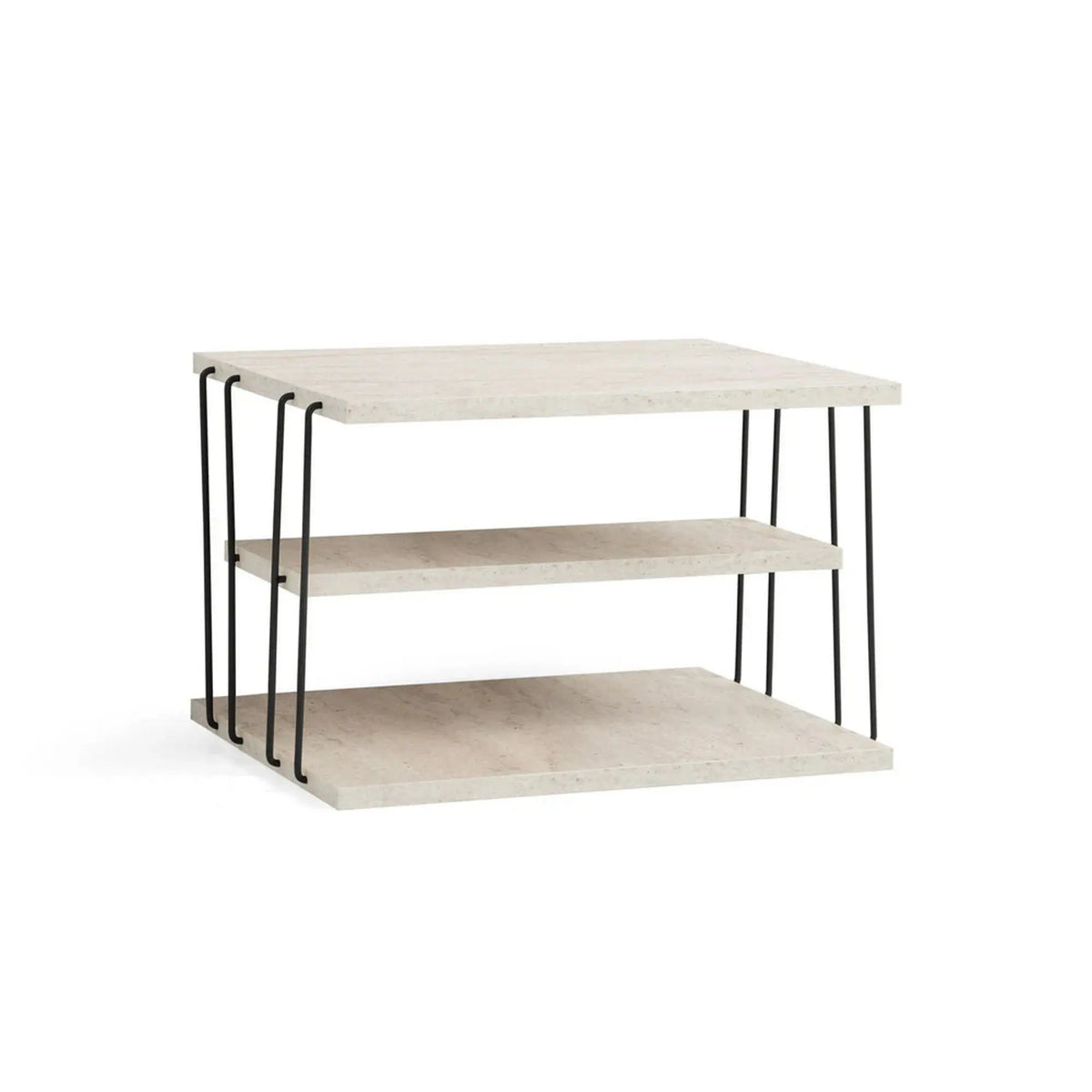 Masuta LIFON, bej/negru, PAL melaminat/metal, 50x40x33 cm
