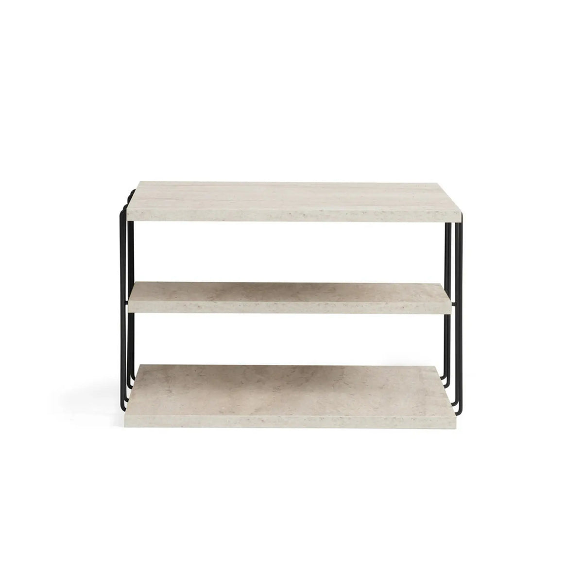 Masuta LIFON, bej/negru, PAL melaminat/metal, 50x40x33 cm