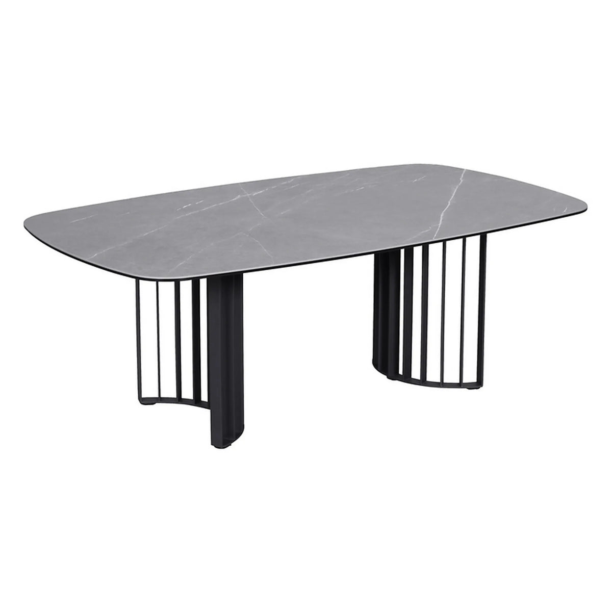 Masuta LIPARI, negru cu efect de marmura/negru, ceramica/metal, 120x70x42 cm
