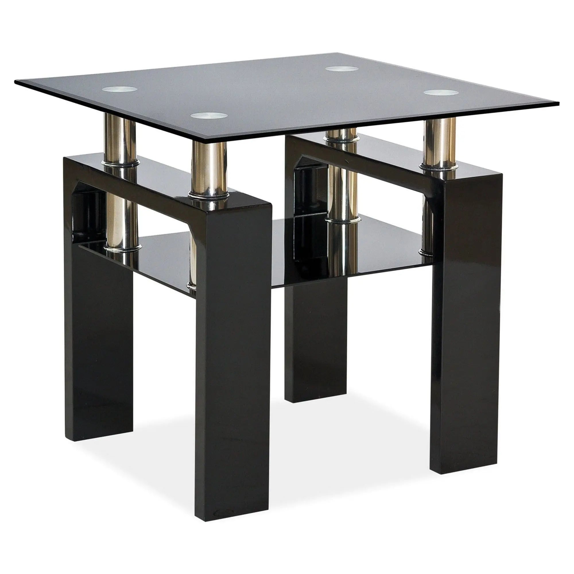 Masuta LISA D, transparent/negru, sticla securizata, 60x60x55 cm