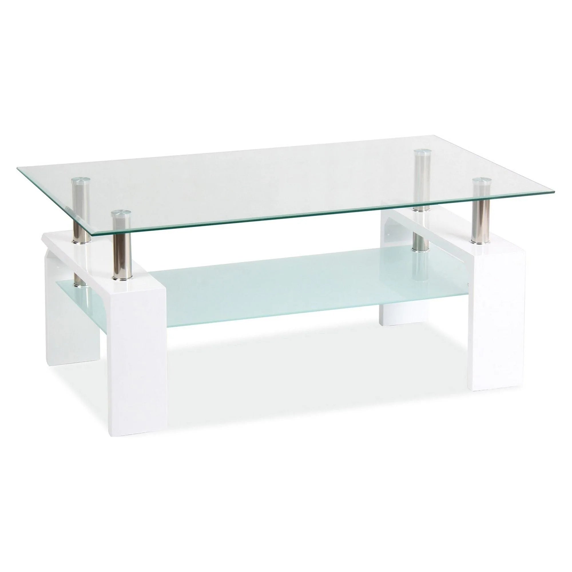 Masuta LISA, transparent/alb, sticla securizata, 100x60x55 cm