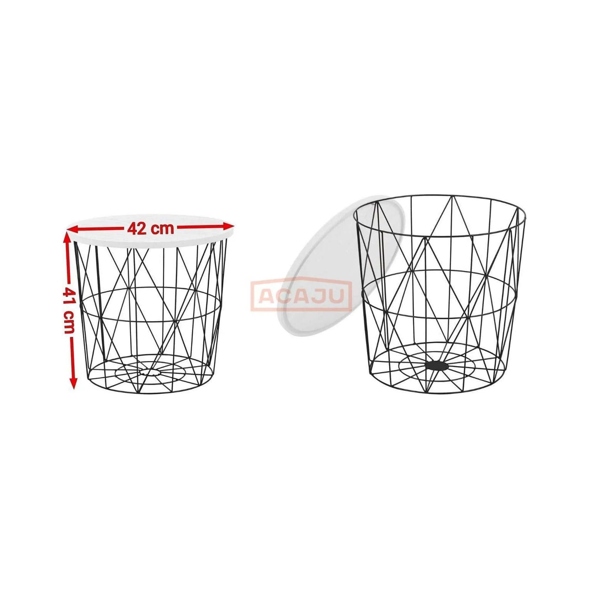 Masuta MARIFFA, alb/negru, 42x42x41 cm