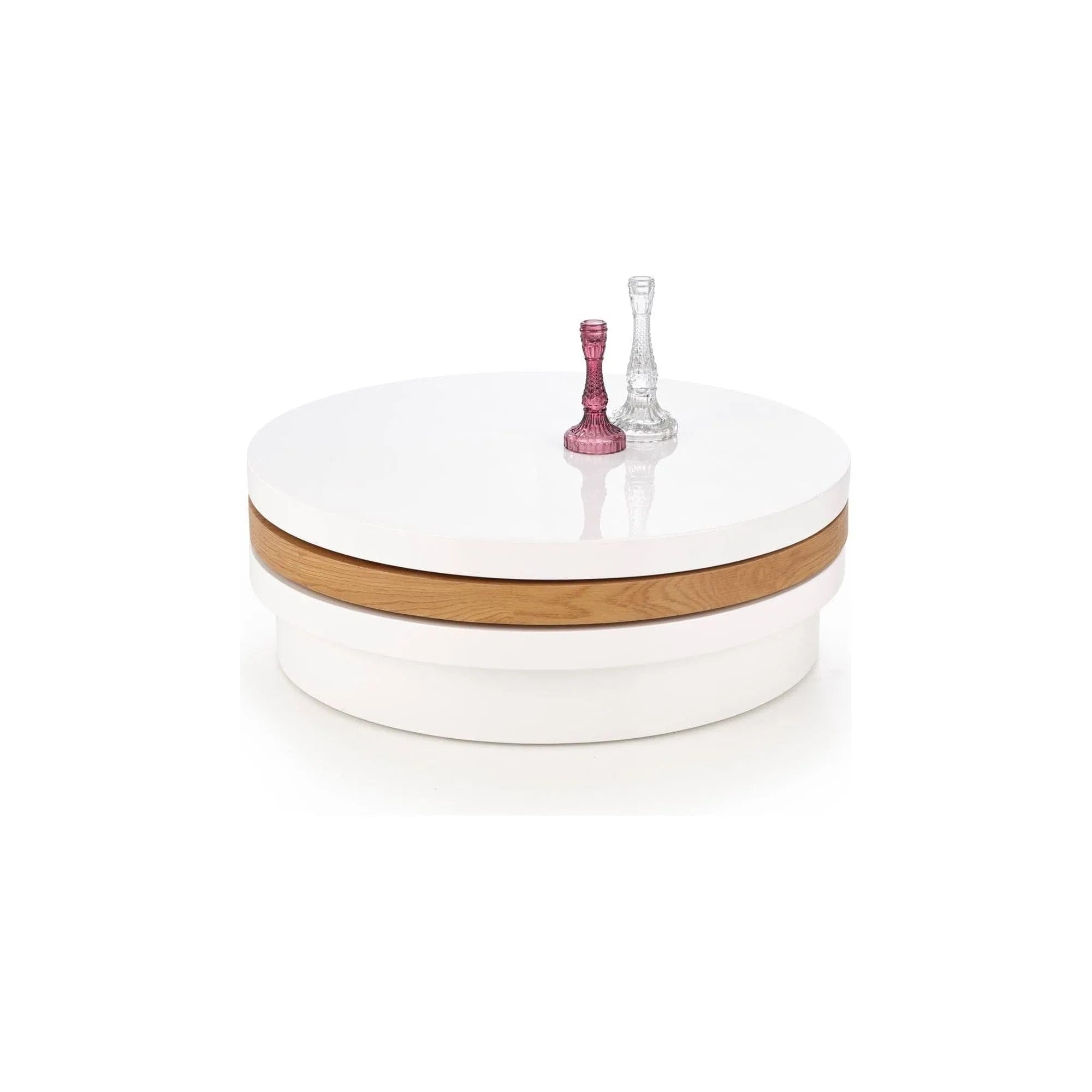 Masuta MICHELLE, alb/stejar, 80x80x27 cm