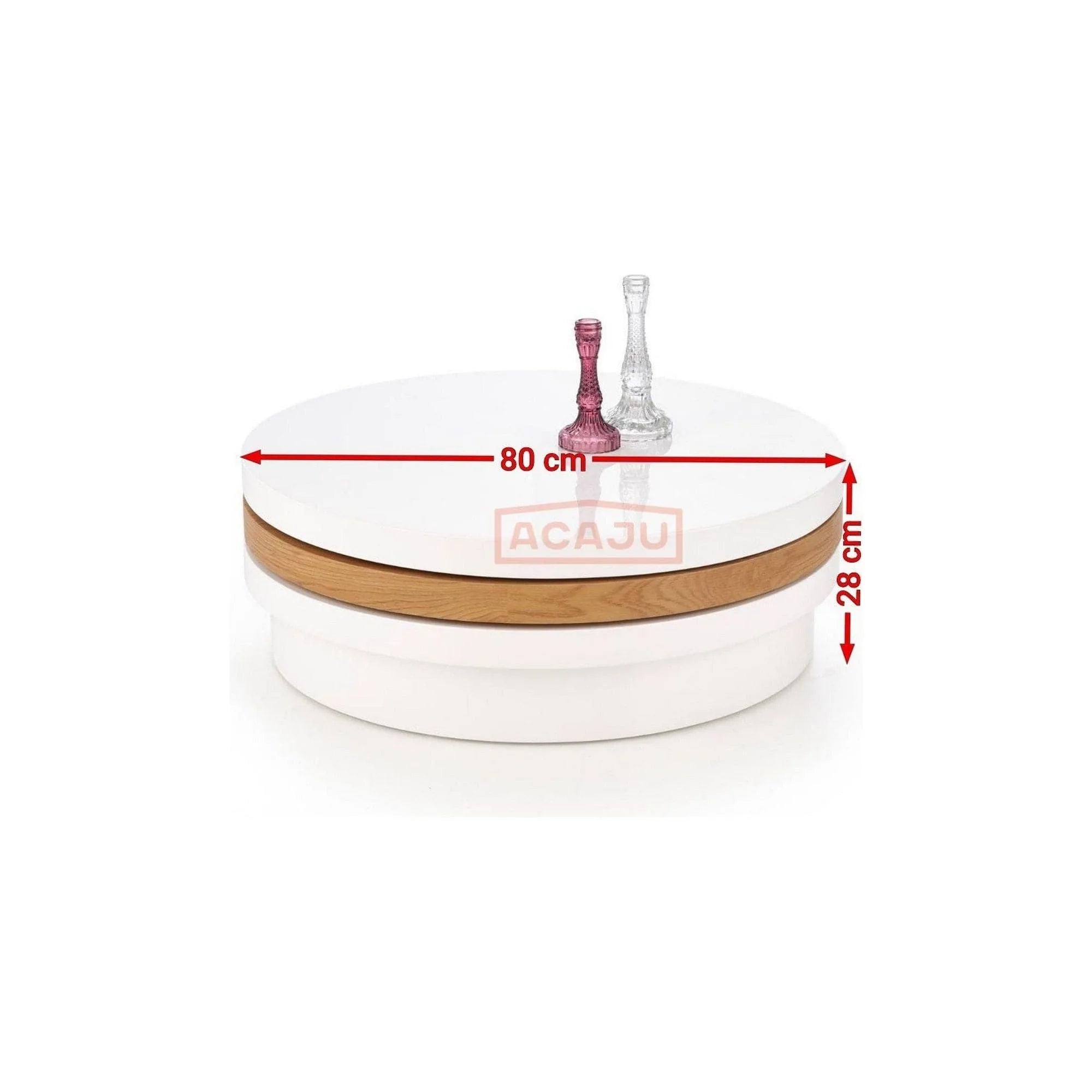 Masuta MICHELLE, alb/stejar, 80x80x27 cm