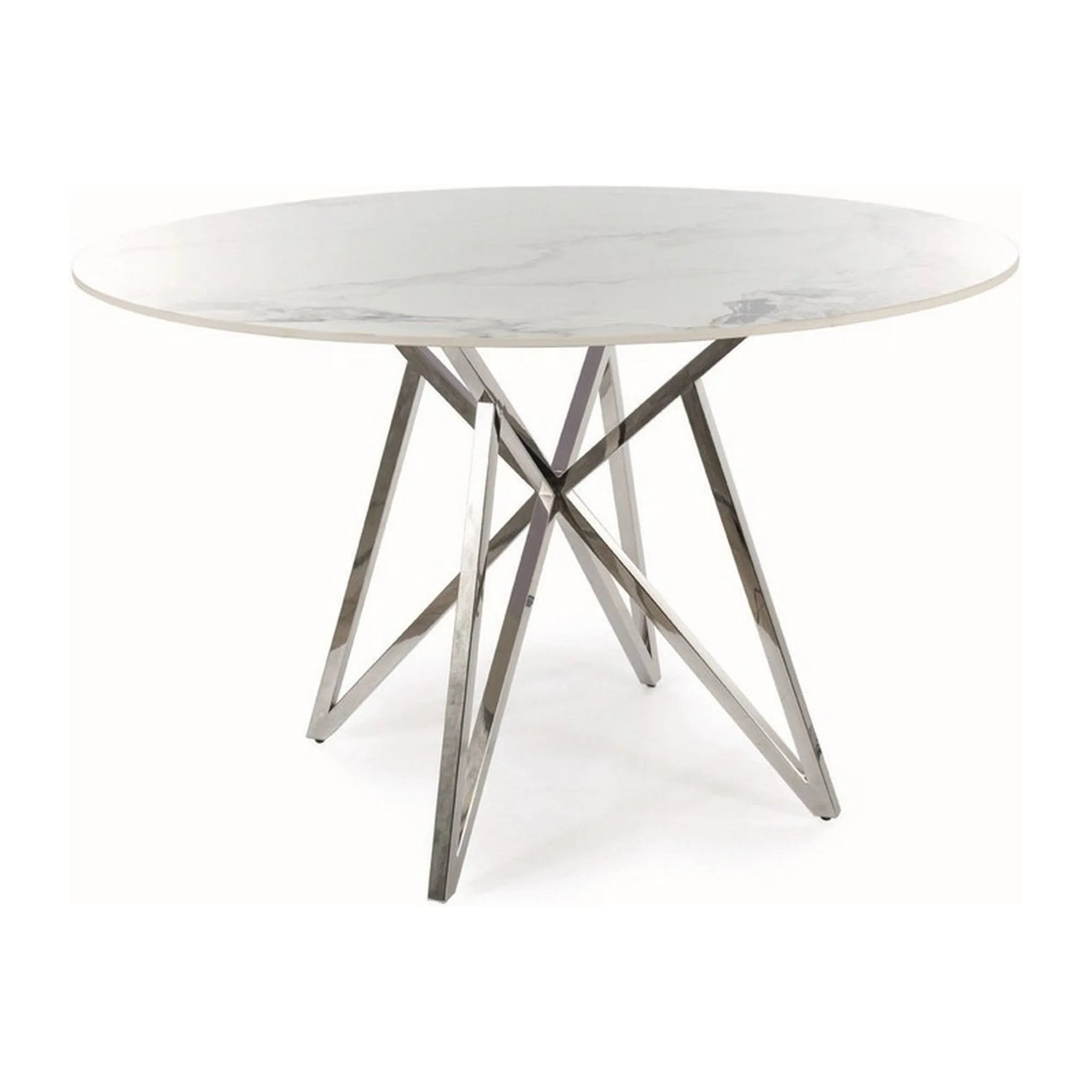 Masuta MURANO, alb cu efect de marmura/crom, ceramica/metal, 120x76 cm