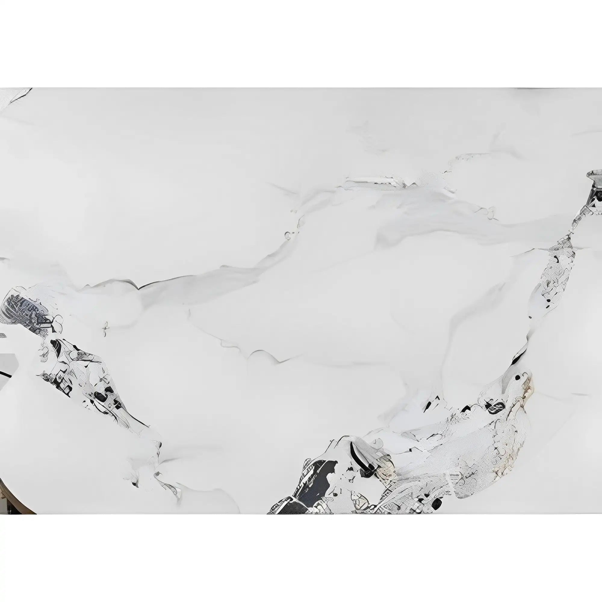 Masuta MURANO, alb cu efect de marmura/crom, ceramica/metal, 120x76 cm