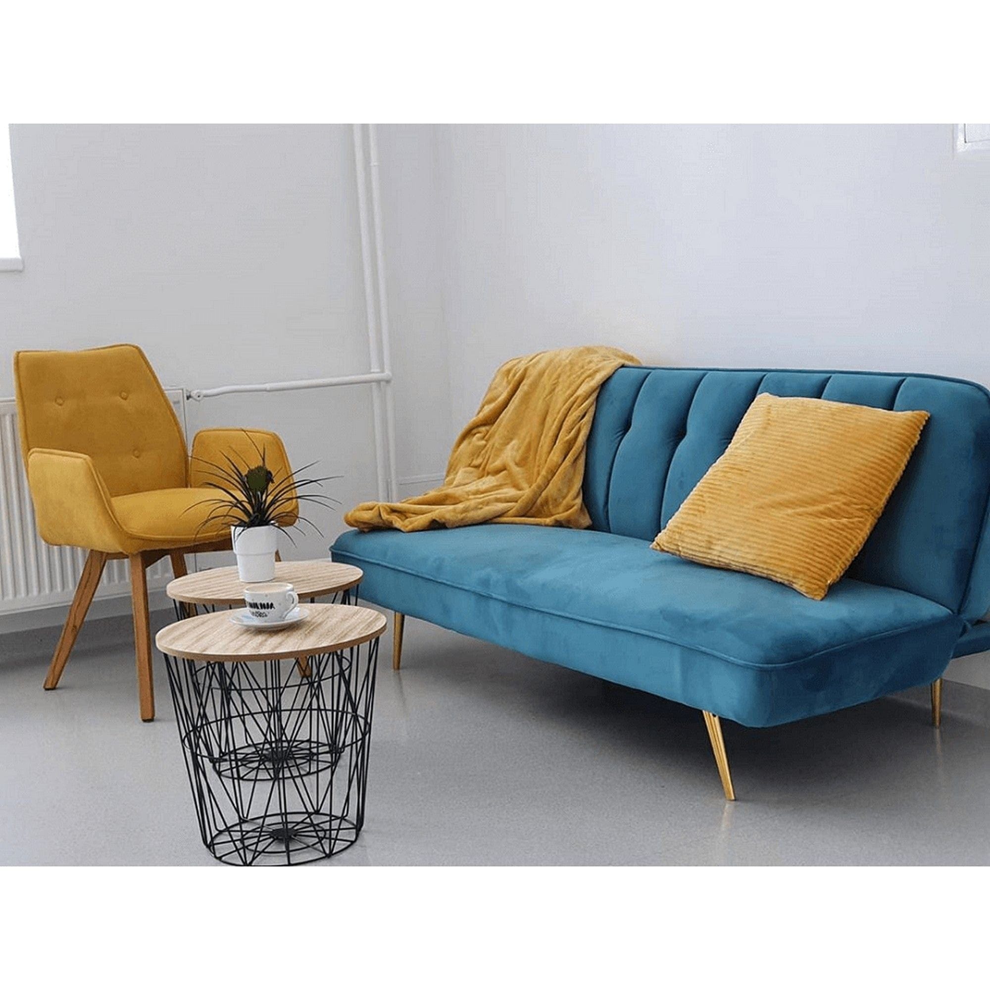 Masuta NANCER TYP 2, negru/stejar deschis, metal, 40x40x34 cm