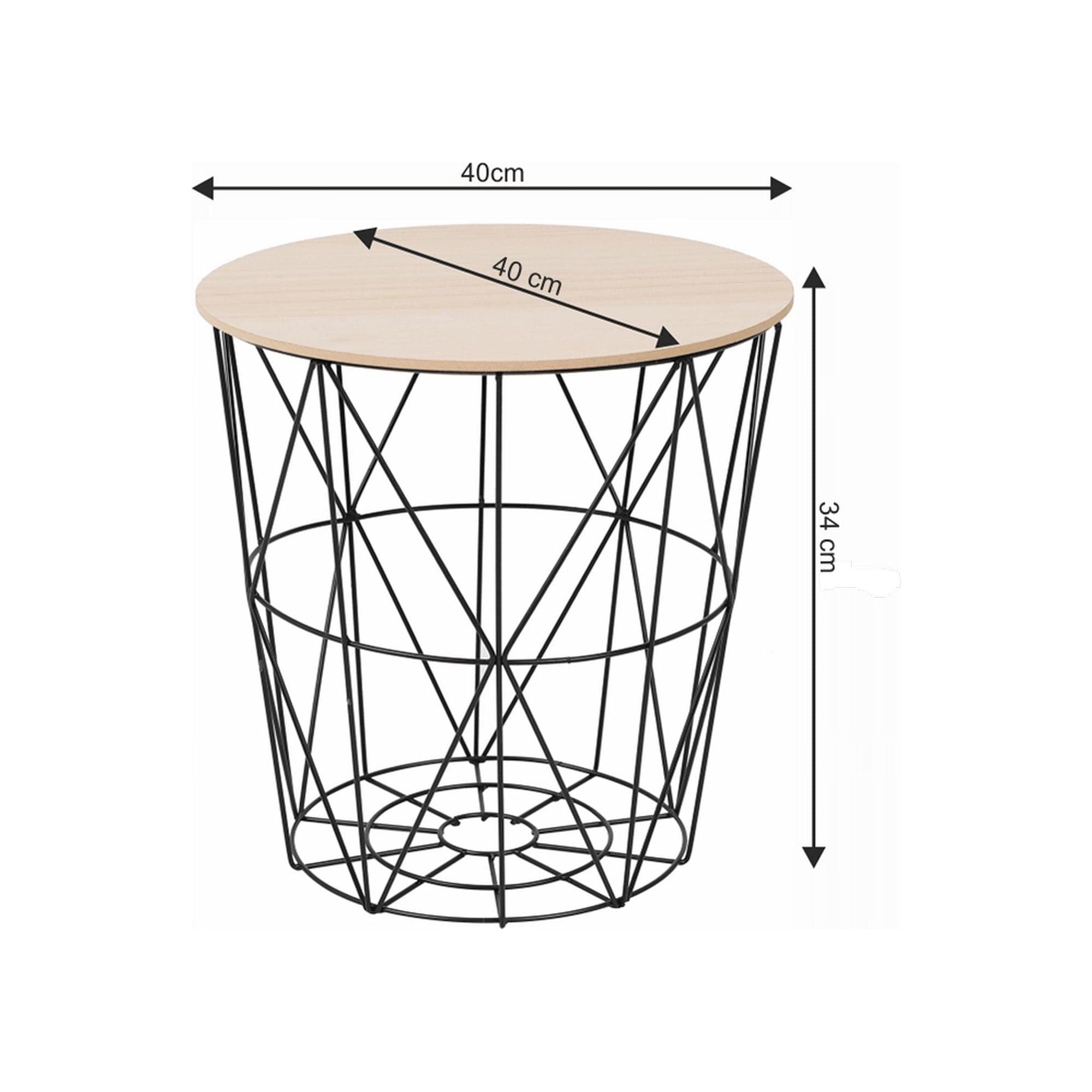 Masuta NANCER TYP 2, negru/stejar deschis, metal, 40x40x34 cm