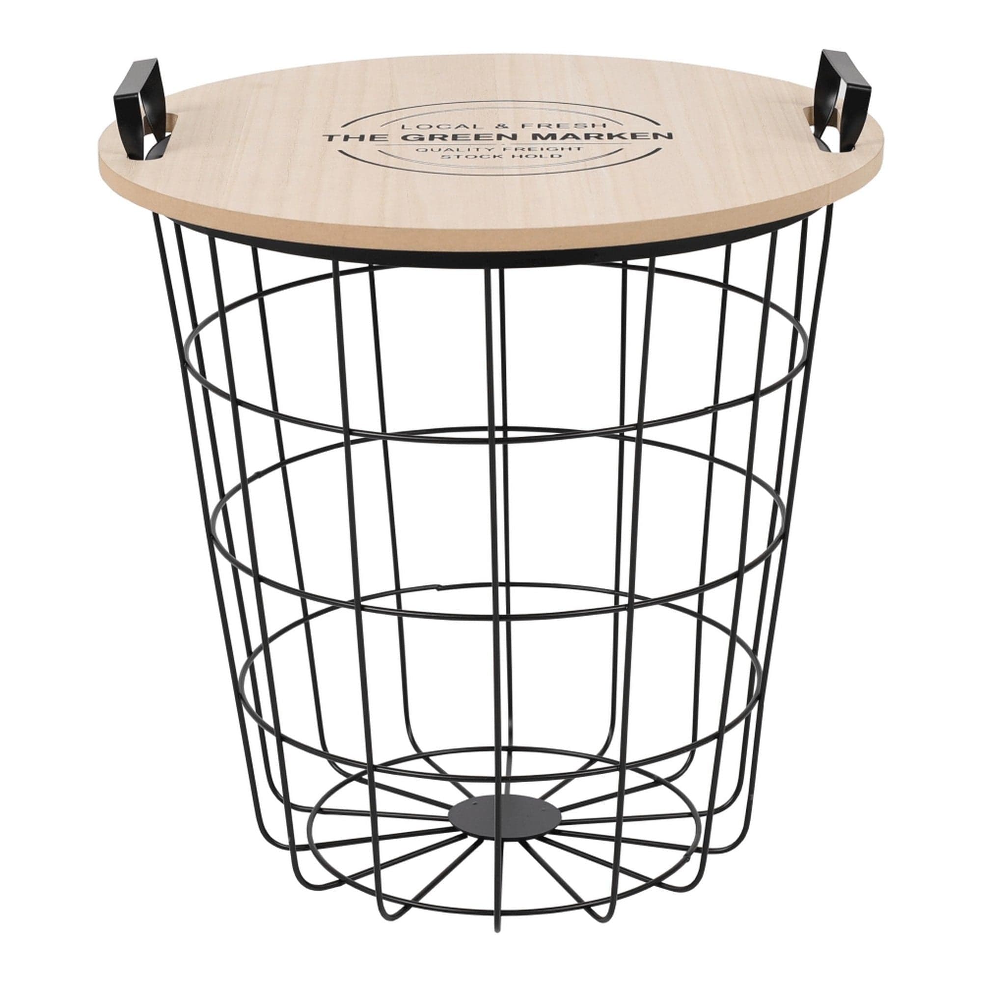 Masuta NANDO, maro deschis/negru, metal, 45x45x48 cm