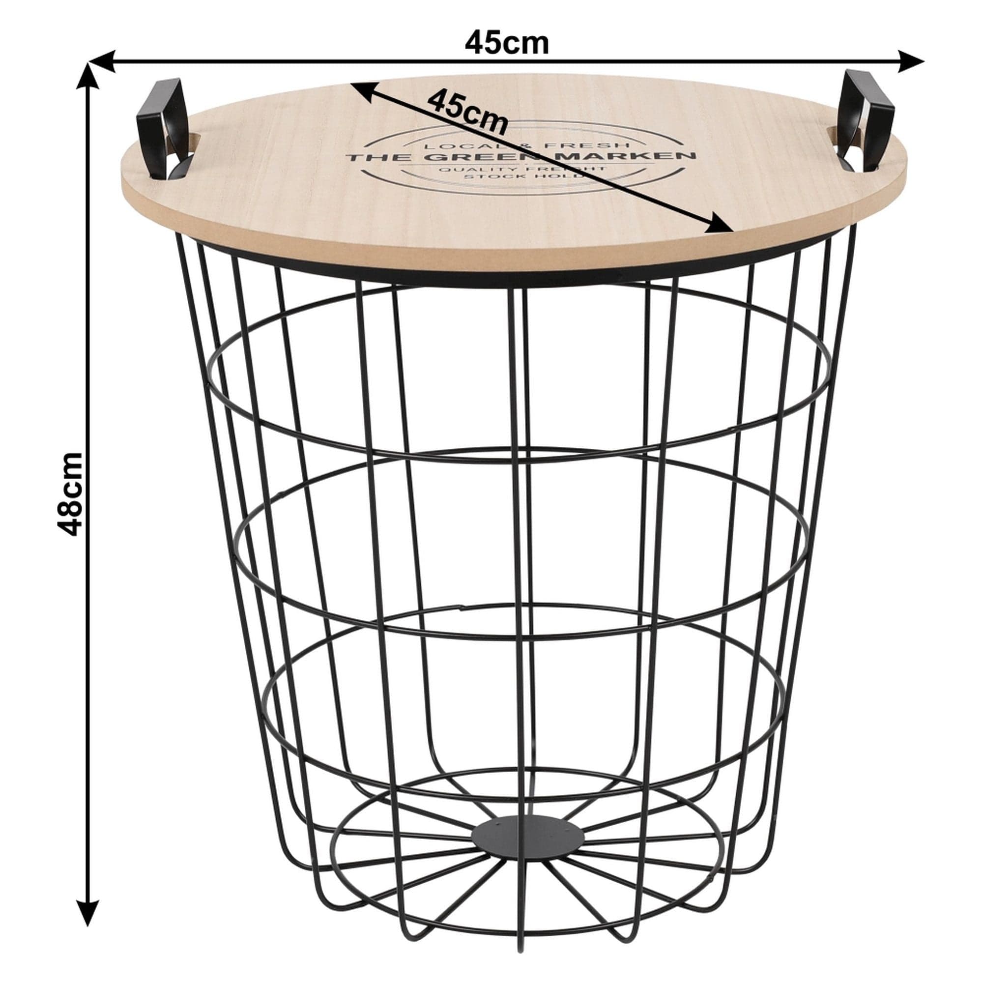 Masuta NANDO, maro deschis/negru, metal, 45x45x48 cm