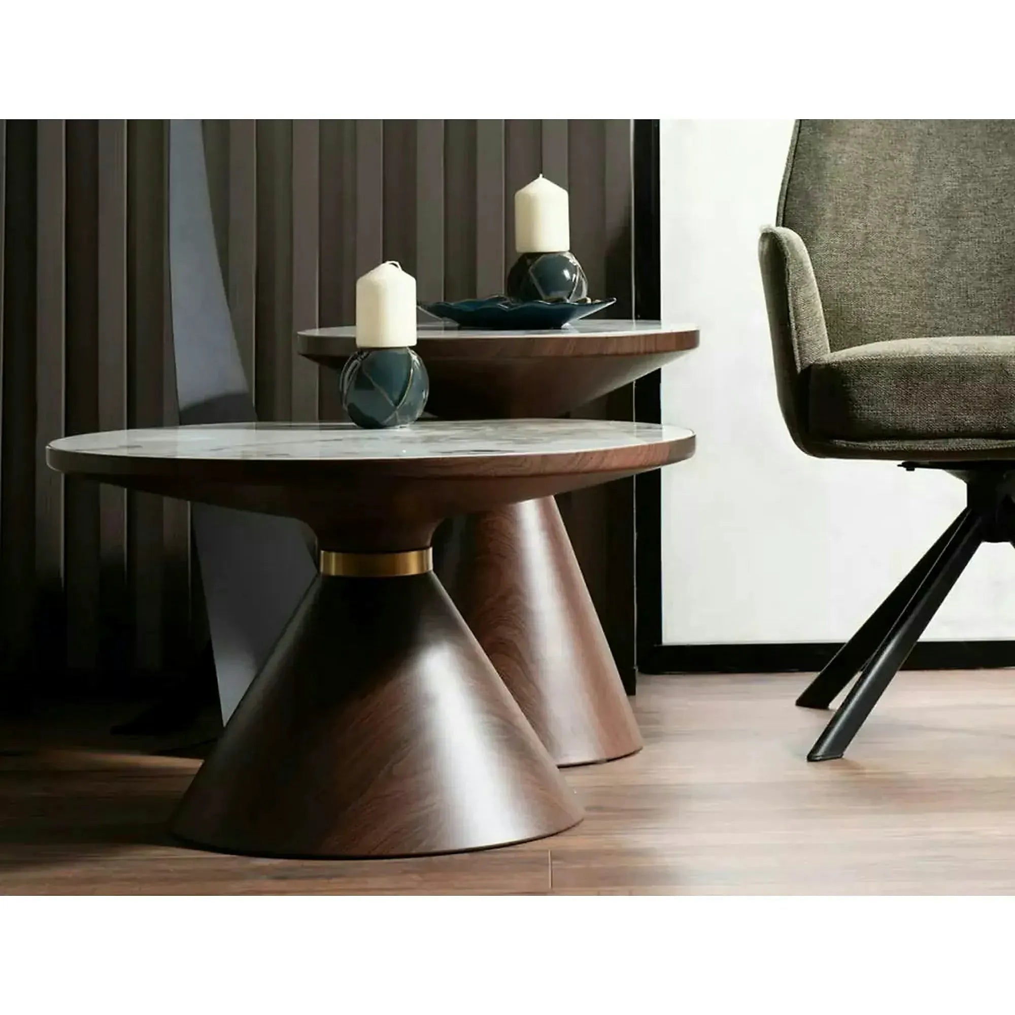 Masuta NAPA A, alb/nuc/auriu, ceramica/metal, 70x70x43 cm