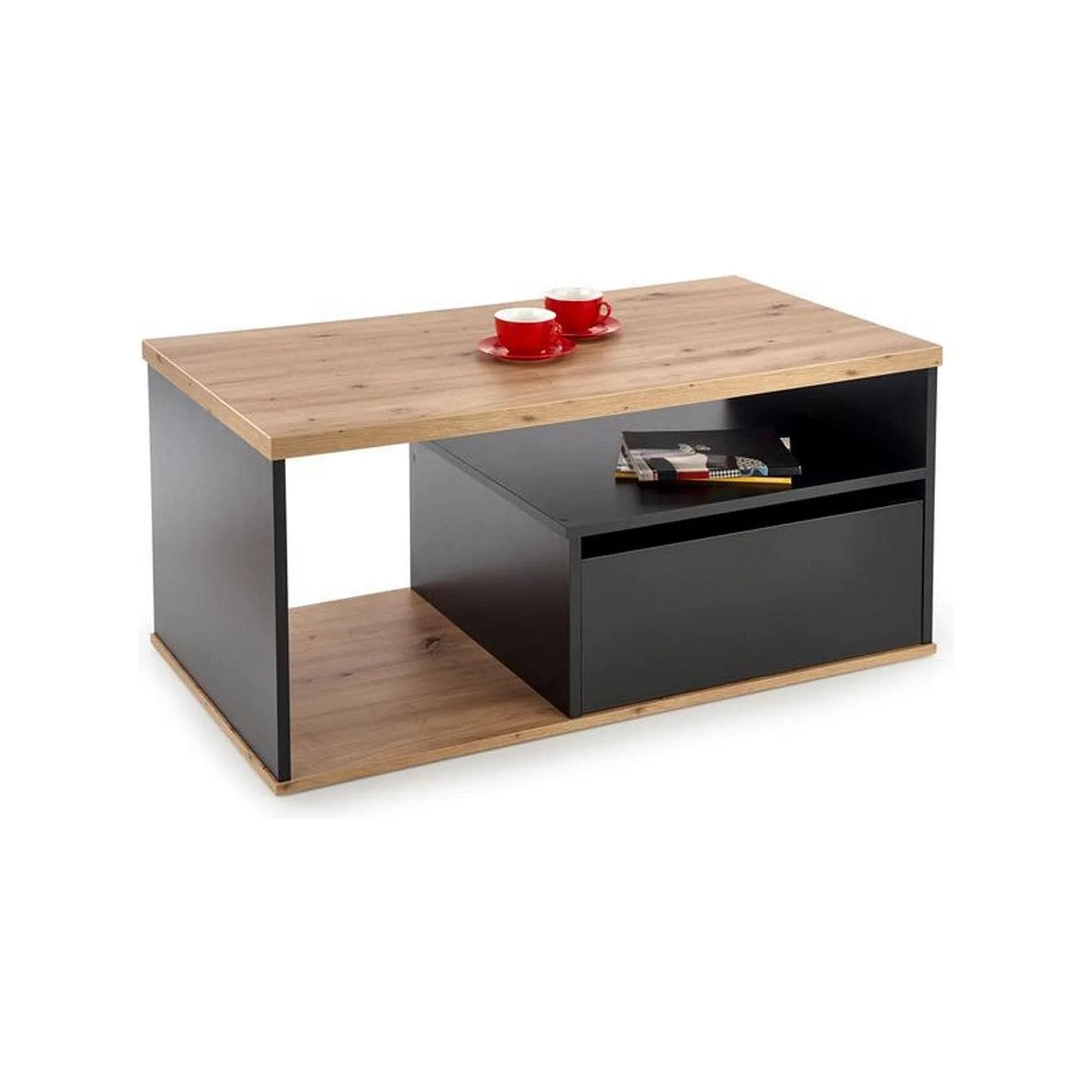 Masuta Pantera, stejar wotan/negru, PAL furniruit, 110x60x50 cm