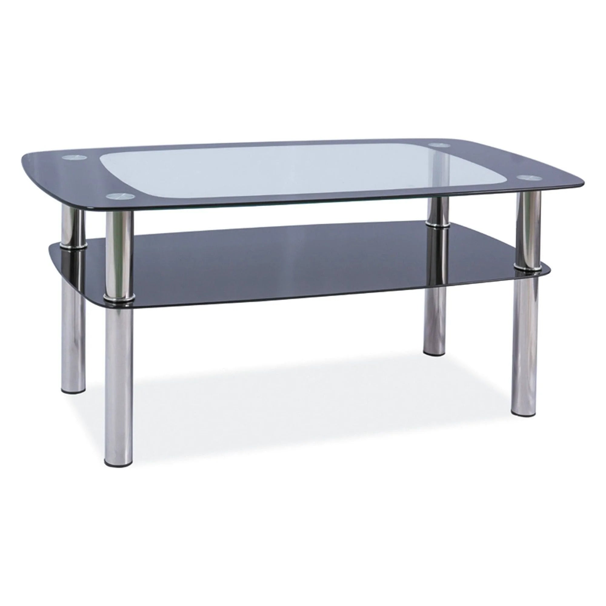 Masuta RAVA C, negru/crom, sticla securizata/metal, 100x60x55 cm