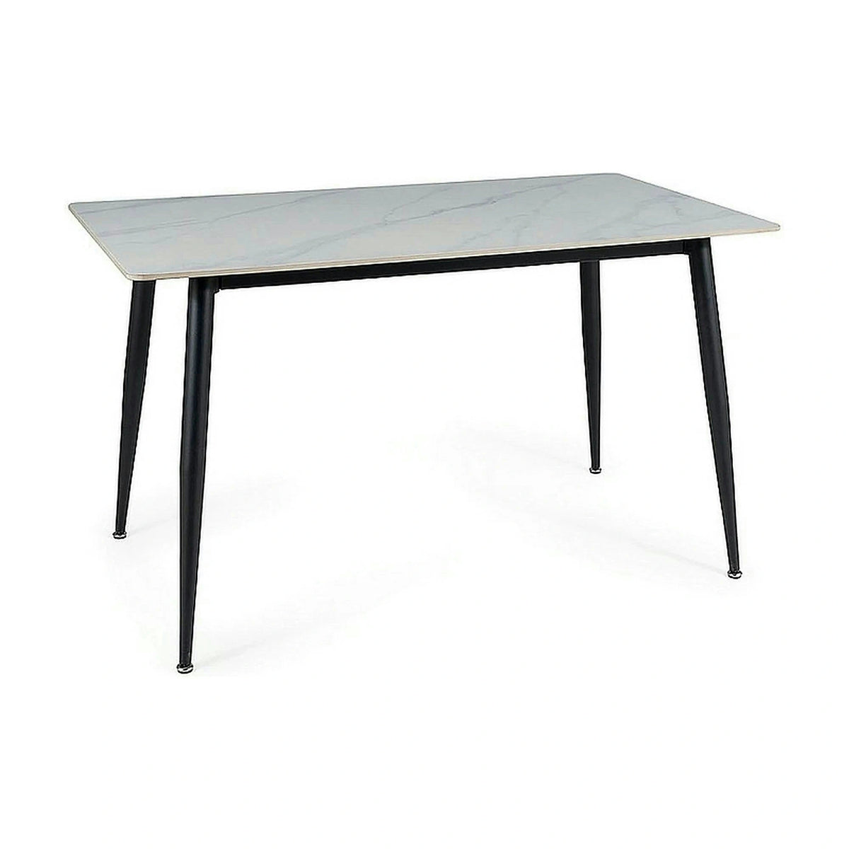Masuta RION, alb cu efect de marmura/negru mat, ceramica/metal, 160x90X76 cm
