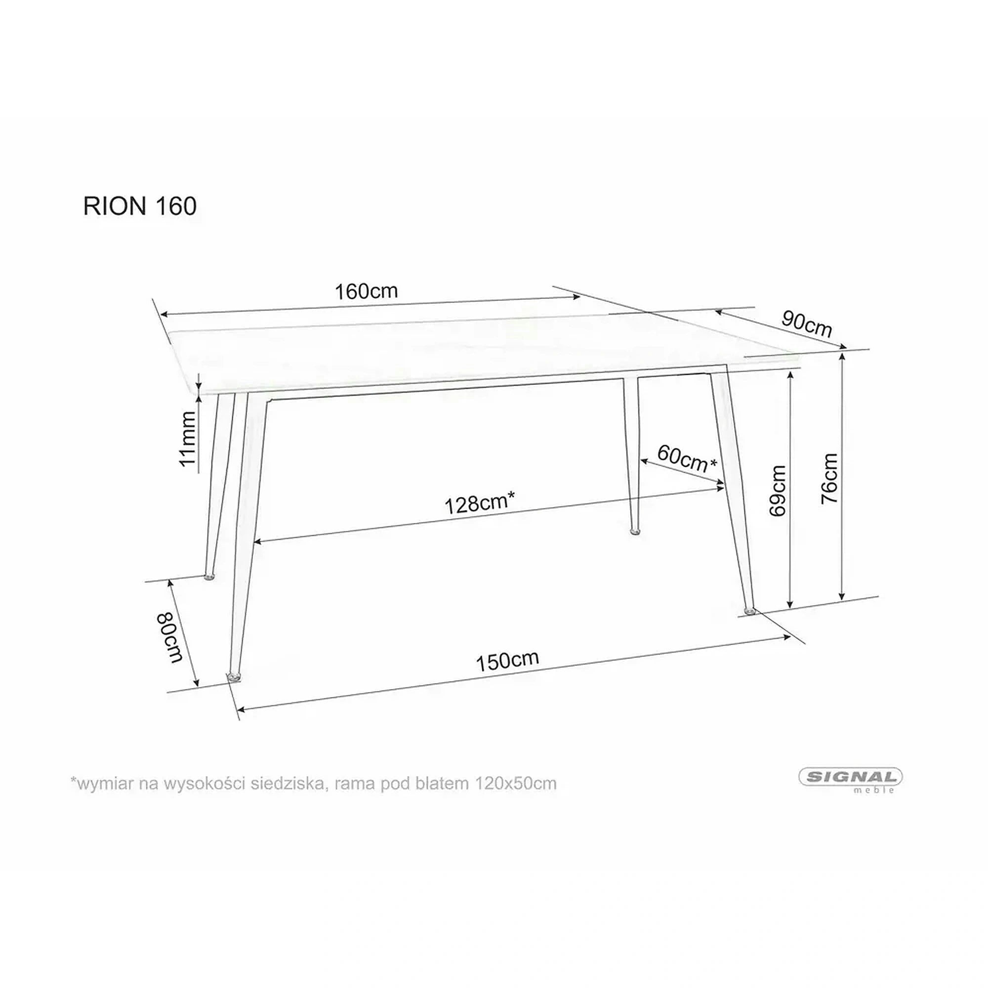 Masuta RION, alb cu efect de marmura/negru mat, ceramica/metal, 160x90X76 cm