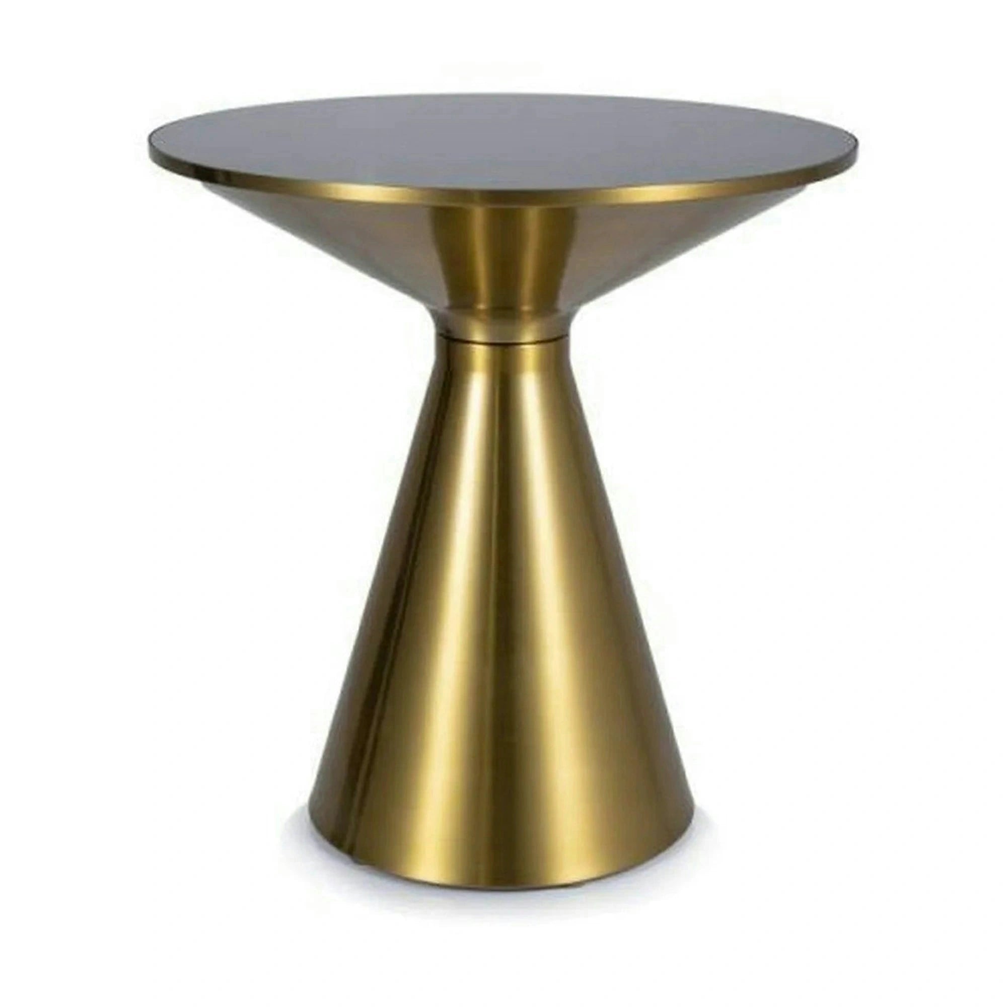 Masuta SETI, negru/auriu, sticla/metal, 50x50x53 cm