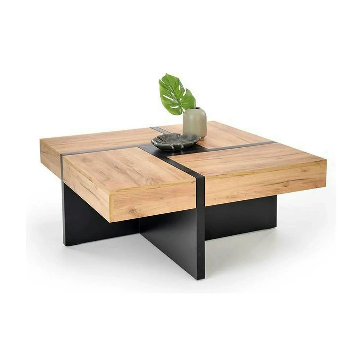Masuta SEVILLA, negru/stejar craft, PAL, 100x100x47 cm