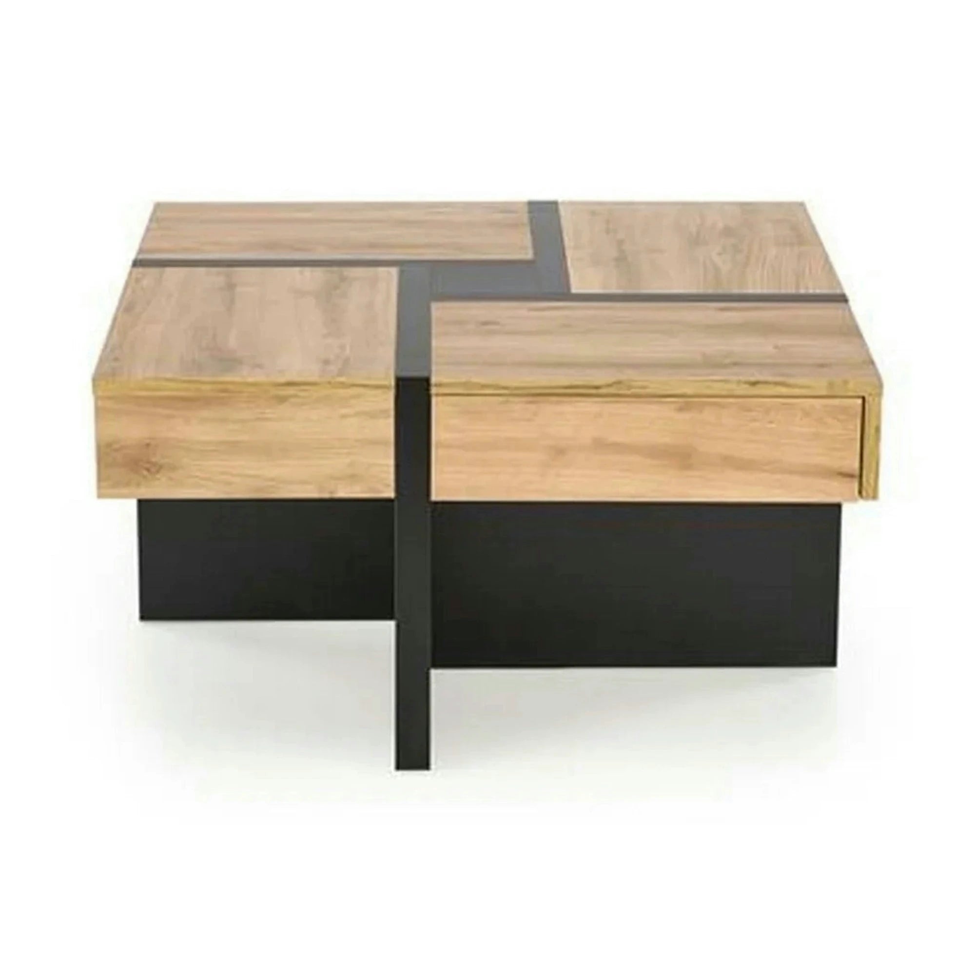 Masuta SEVILLA S, stejar/negru, PAL laminat, 80x80x47 cm