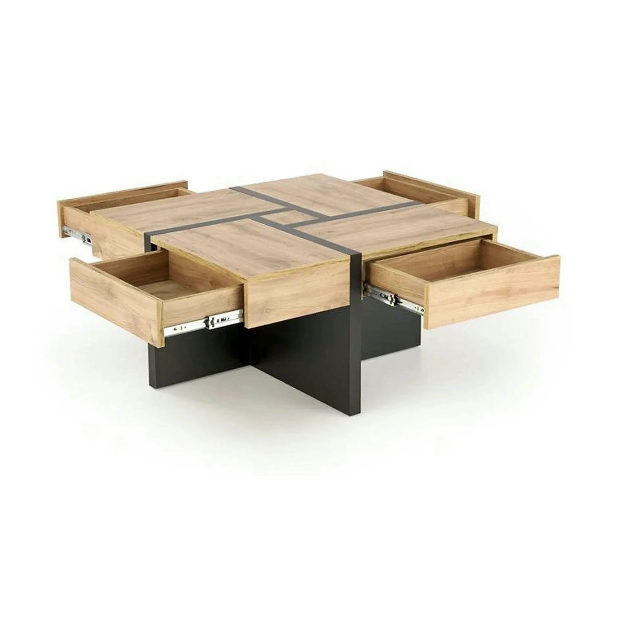 Masuta SEVILLA S, stejar/negru, PAL laminat, 80x80x47 cm