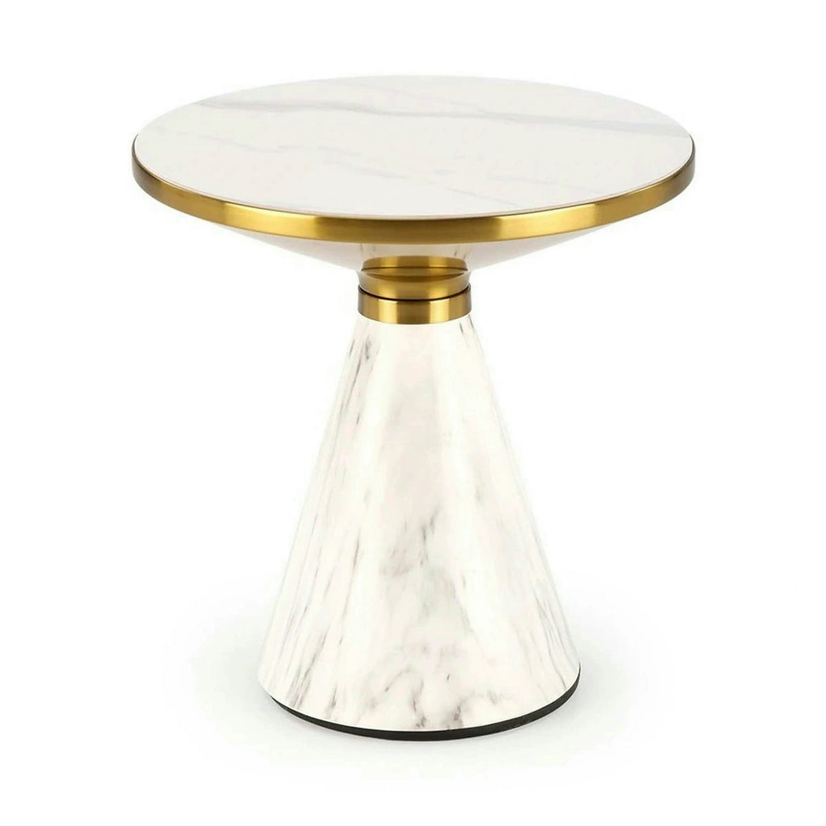 Masuta TALBI, alb/auriu, ceramica/metal, 50x50x52 cm