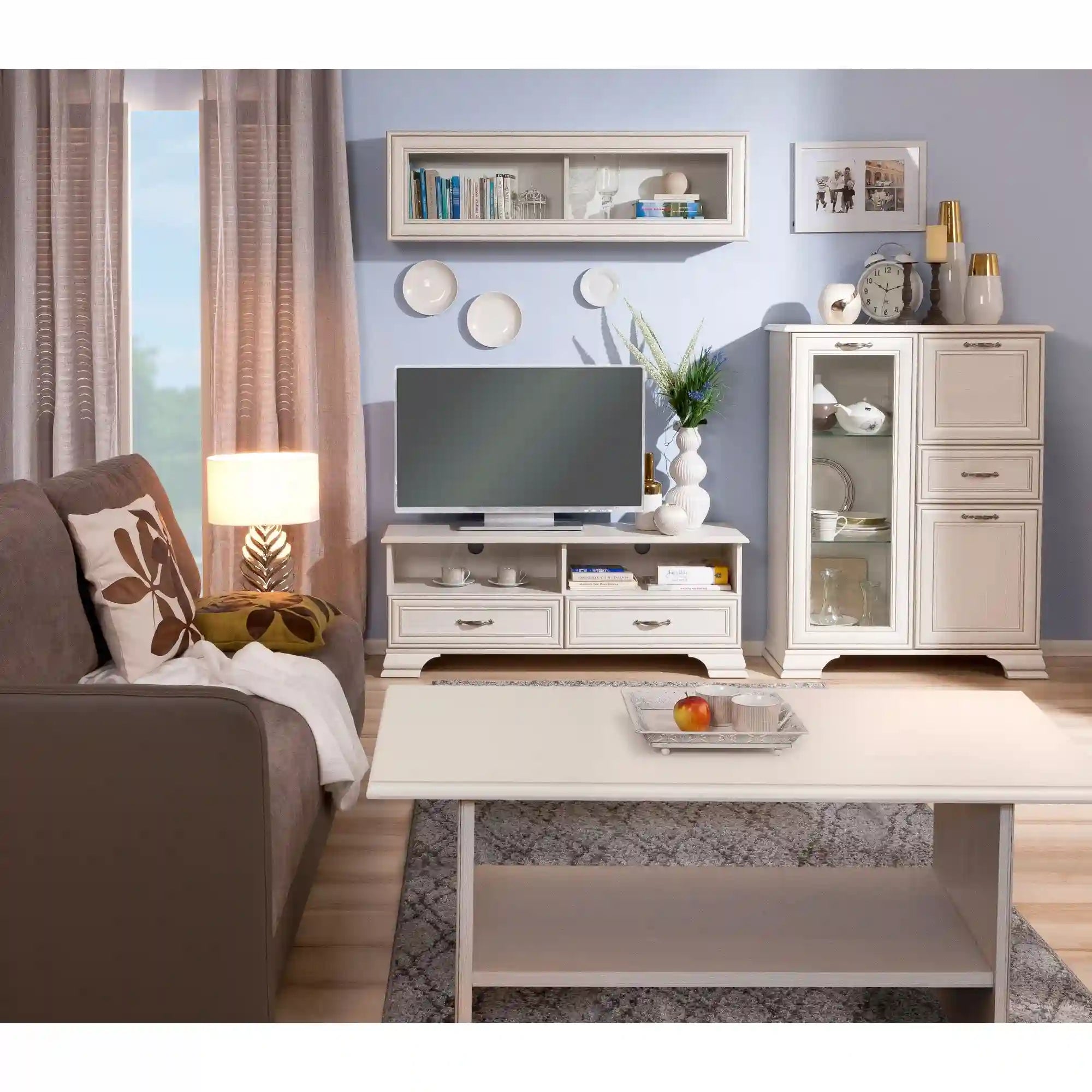 Masuta TIFFANY (Tiffy), alb vintage, PAL laminat, 110x60x50 cm