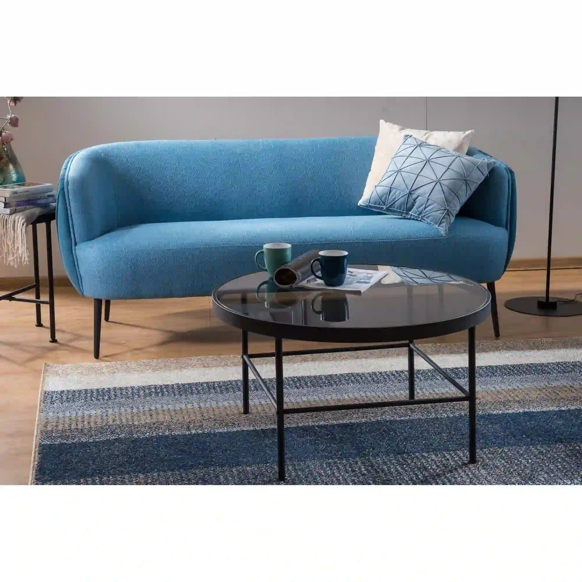 Masuta VANESSA, negru, sticla/metal, 80x80x45 cm