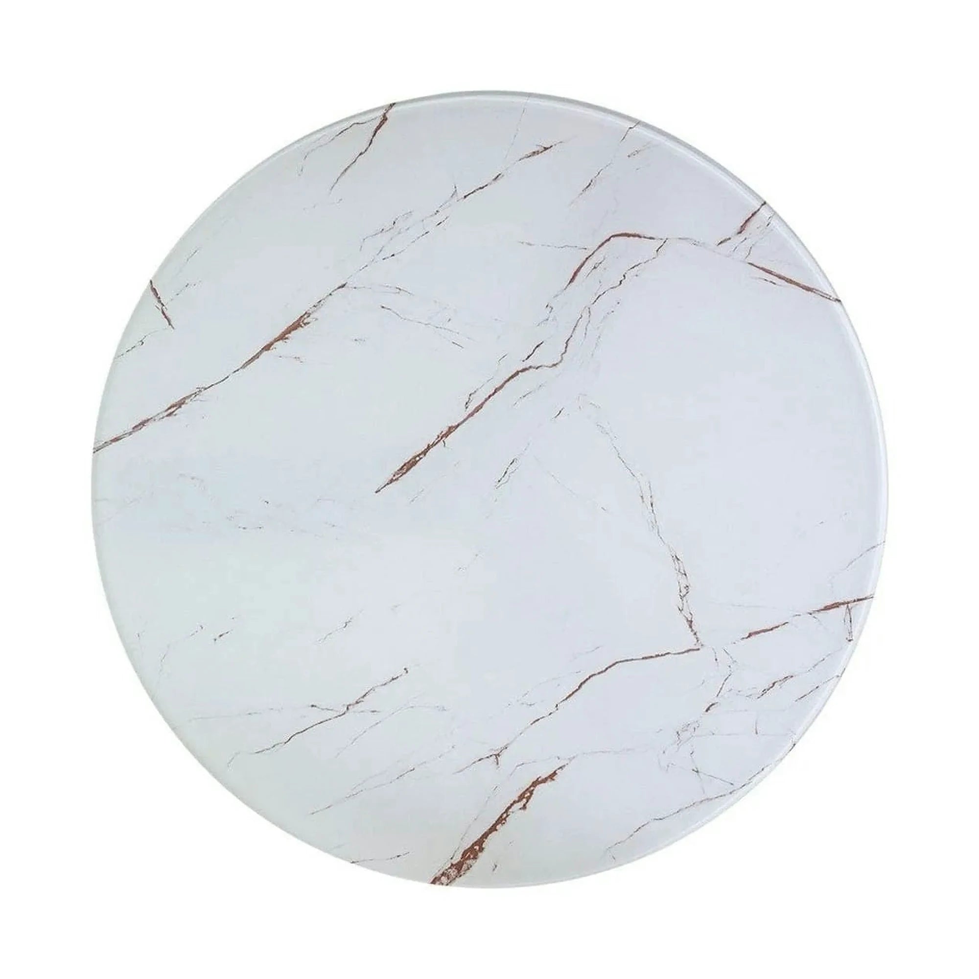 Masuta VEGA B, alb cu efect de marmura/negru/auriu, sticla/metal, 80x80x45 cm