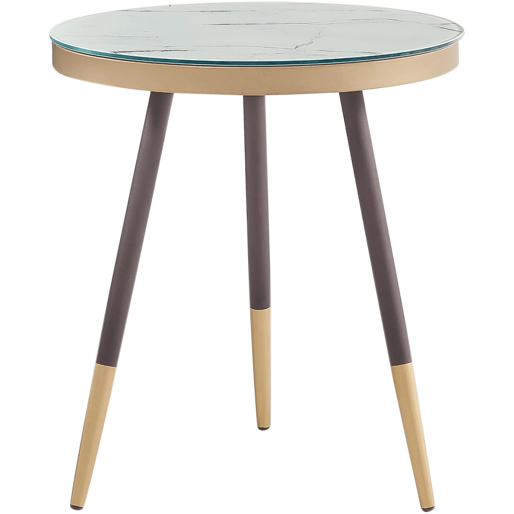 Masuta VEGA C, alb/negru/auriu, sticla/metal, 45x45x50 cm