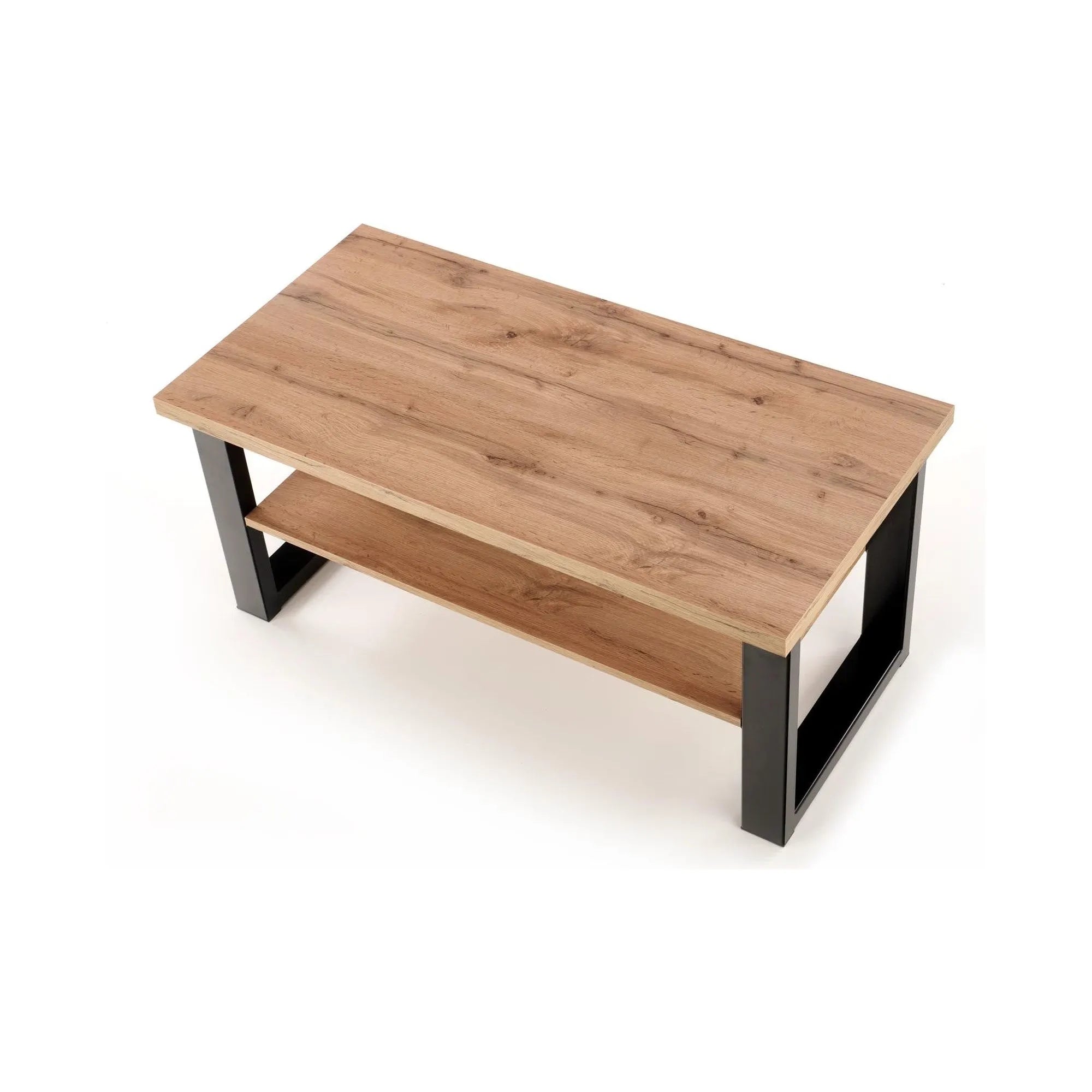 Masuta VENOM U, stejar/negru, furnir/metal, 120x60x50 cm