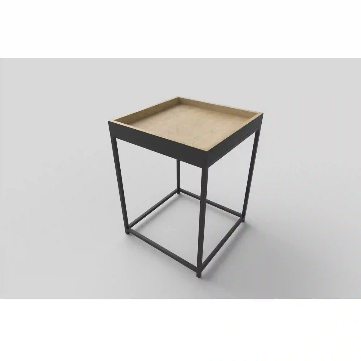 Masuta YAVA, stejar natural/negru, 42x42x49 cm