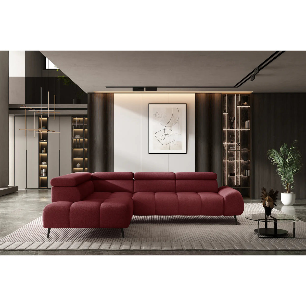 Coltar MAVEL L, personalizabil materiale Gama Premium, cu reglaj electric, 271x208x106 cm