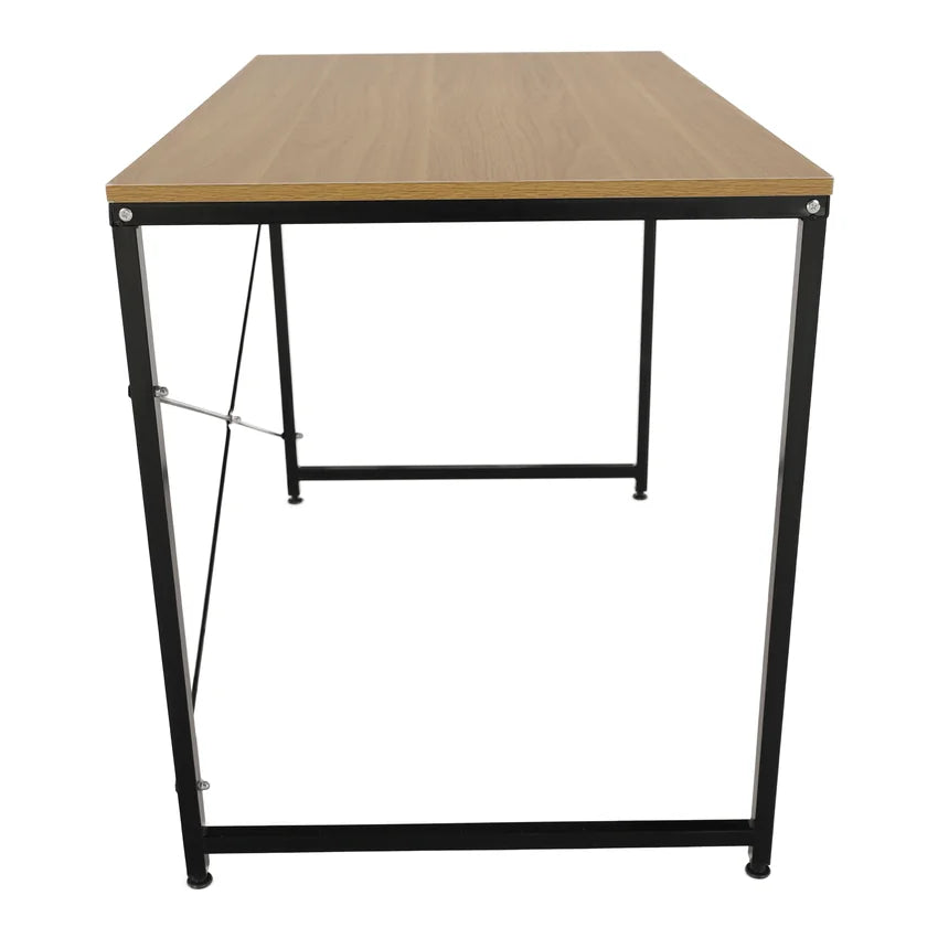 Masa birou MELLORA, stejar/negru, PAL laminat/metal, 120x60x72 cm