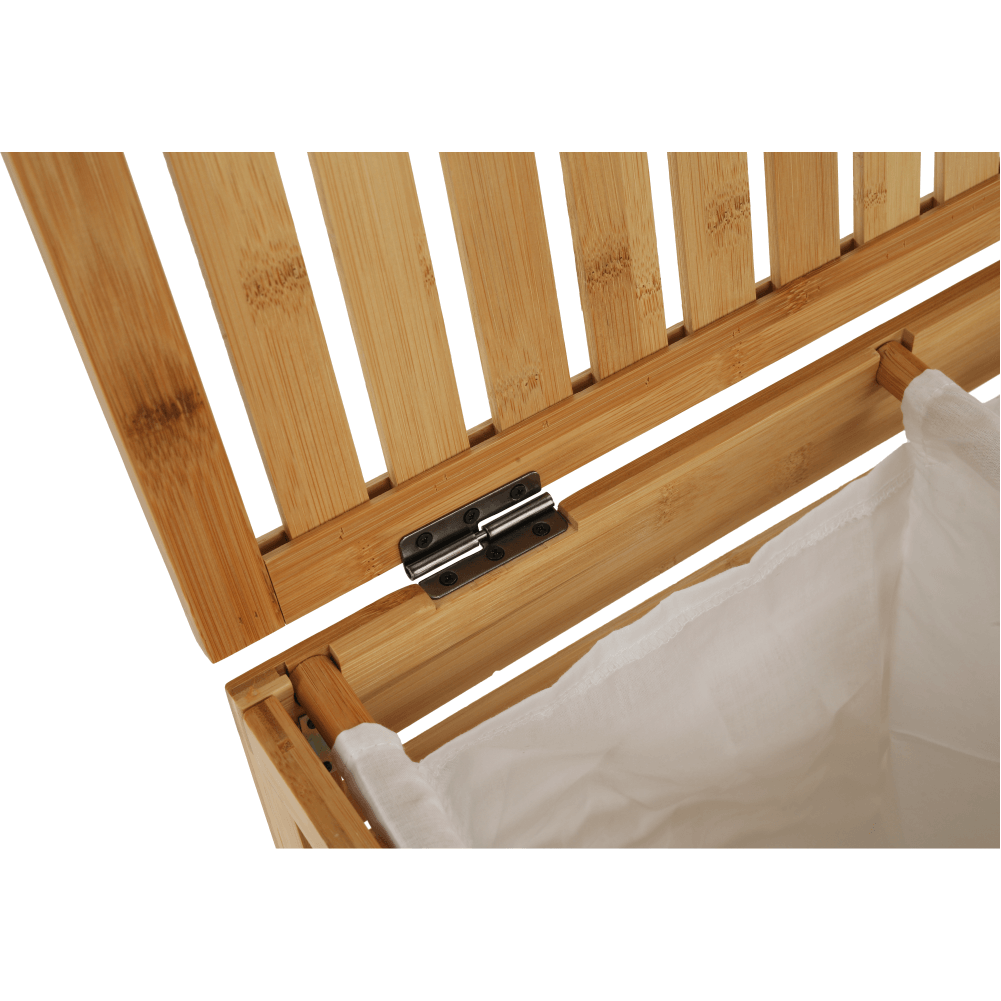 Cos de rufe MENORK, stejar, bambus/material textil, 50x35x60 cm