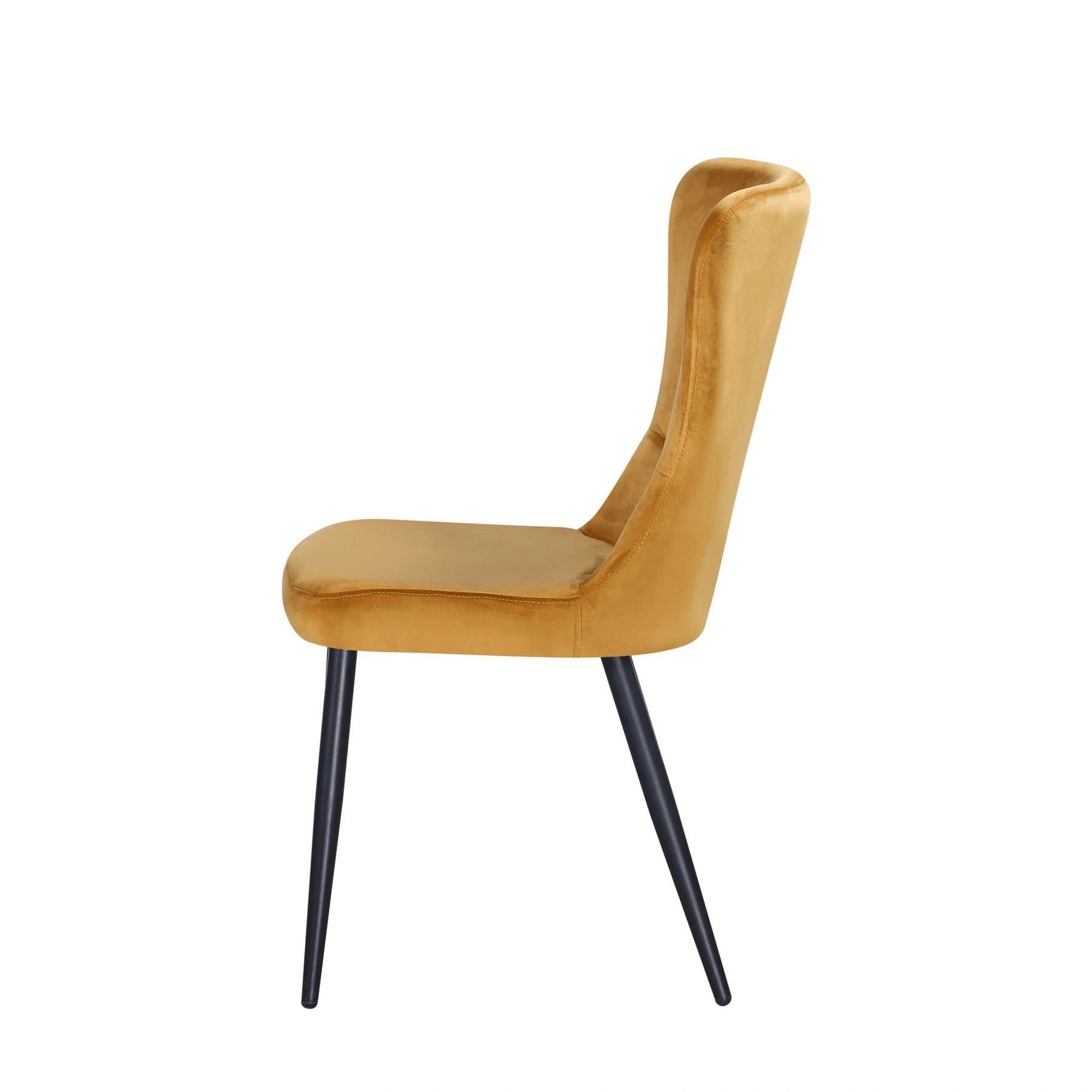 Scaun MIA, galben/negru, stofa catifelata/metal, 51x62x95 cm
