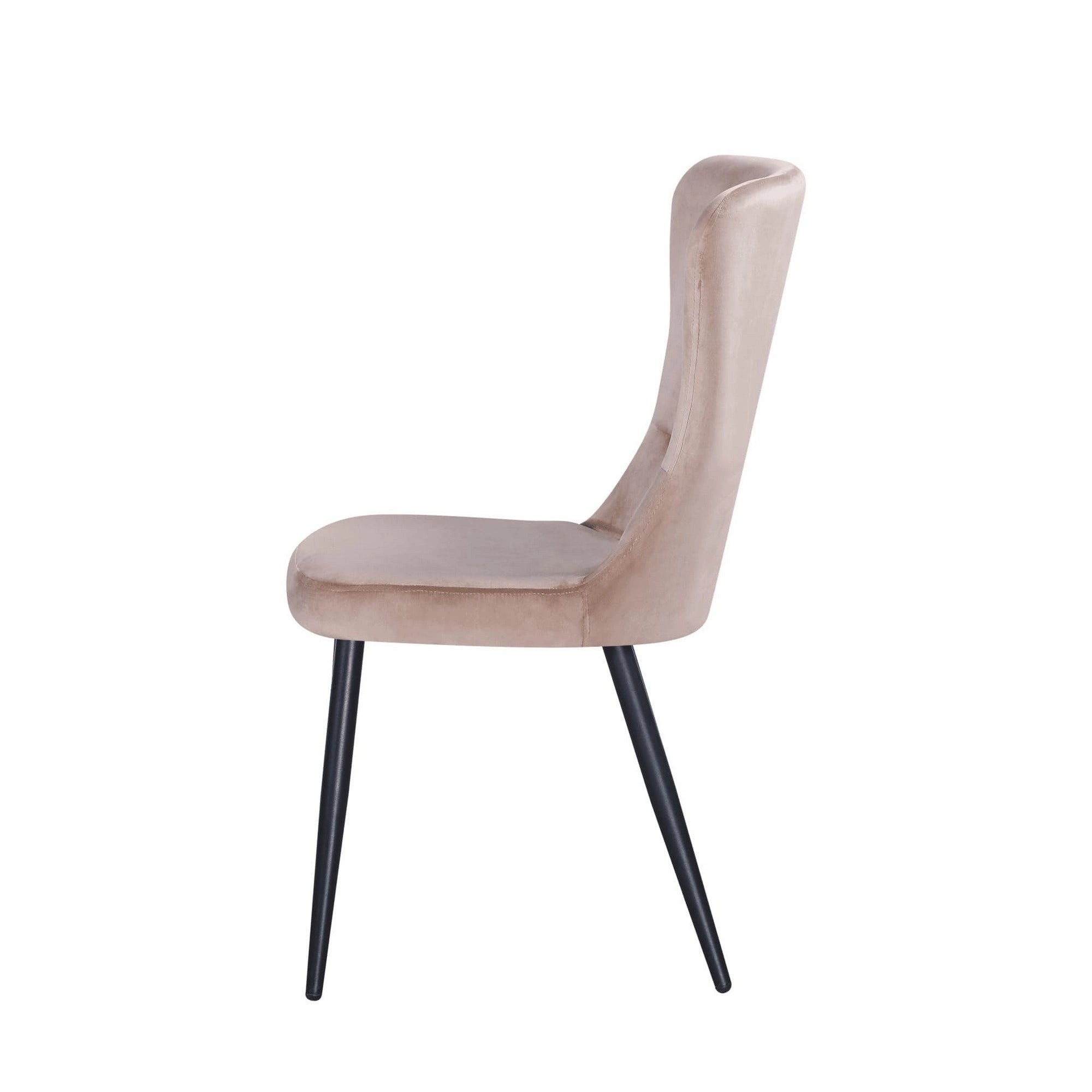 Scaun MIA, bej inchis/negru, stofa catifelata/metal, 51x62x95 cm