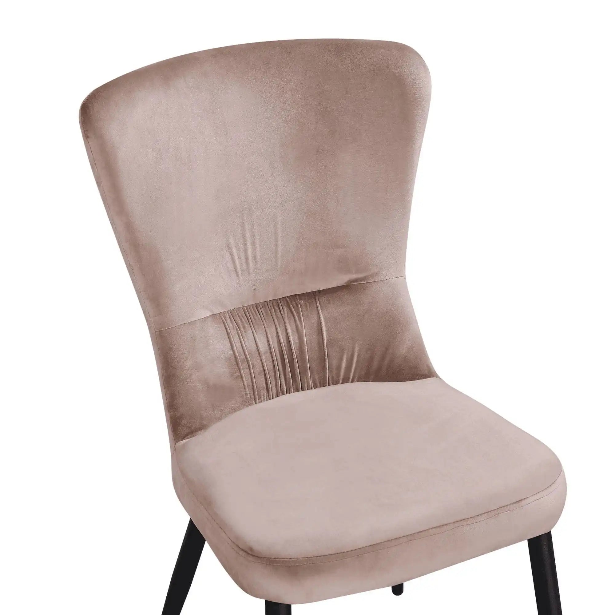 Scaun MIA, bej inchis/negru, stofa catifelata/metal, 51x62x95 cm