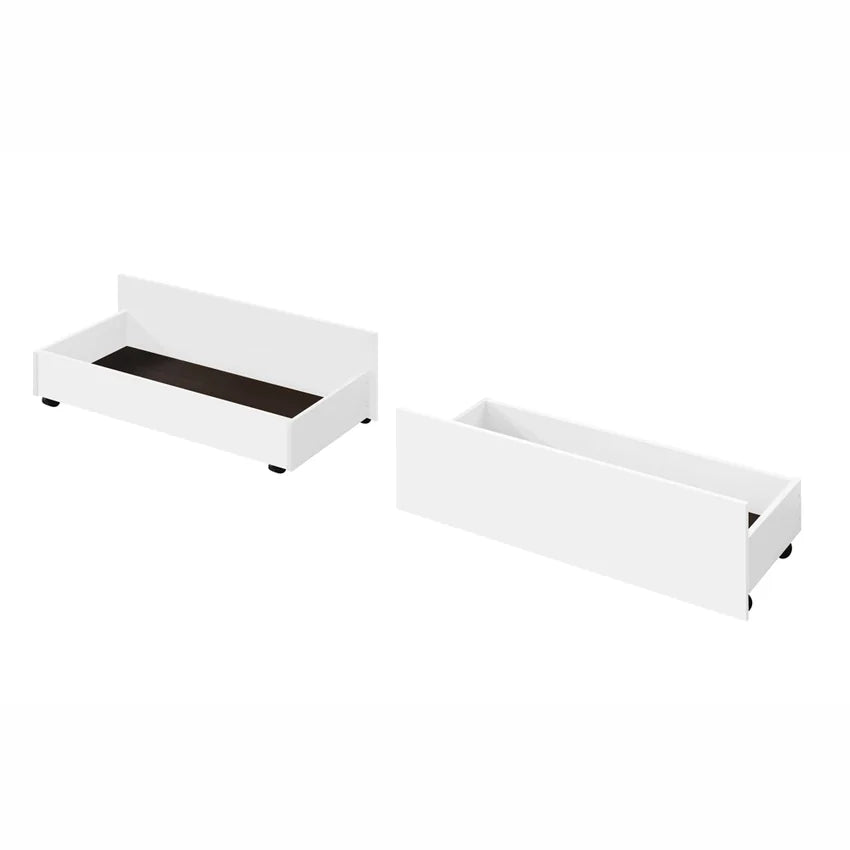 Pat pentru copii MIDEA 90x200, alb, cu somiera fixa si 2 sertare