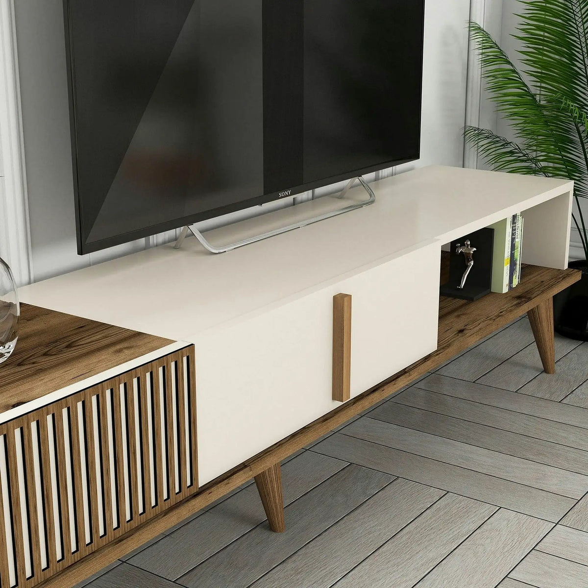 Mobila living crem cu maro MILAN, PAL melaminat, 2 piese