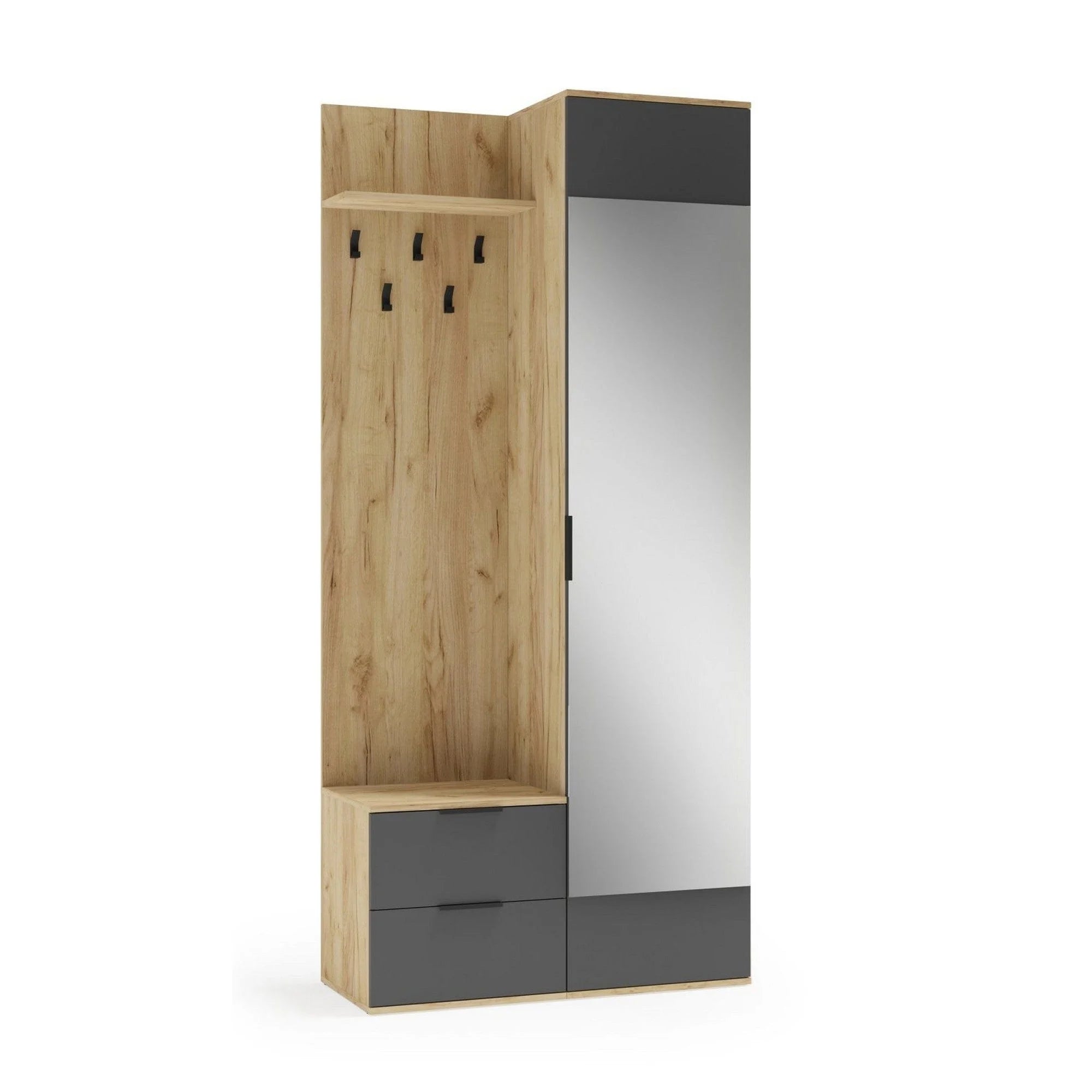 Mobiler hol CORAL, stejar auriu/gri antracit, PAL laminat, 100x45x203 cm