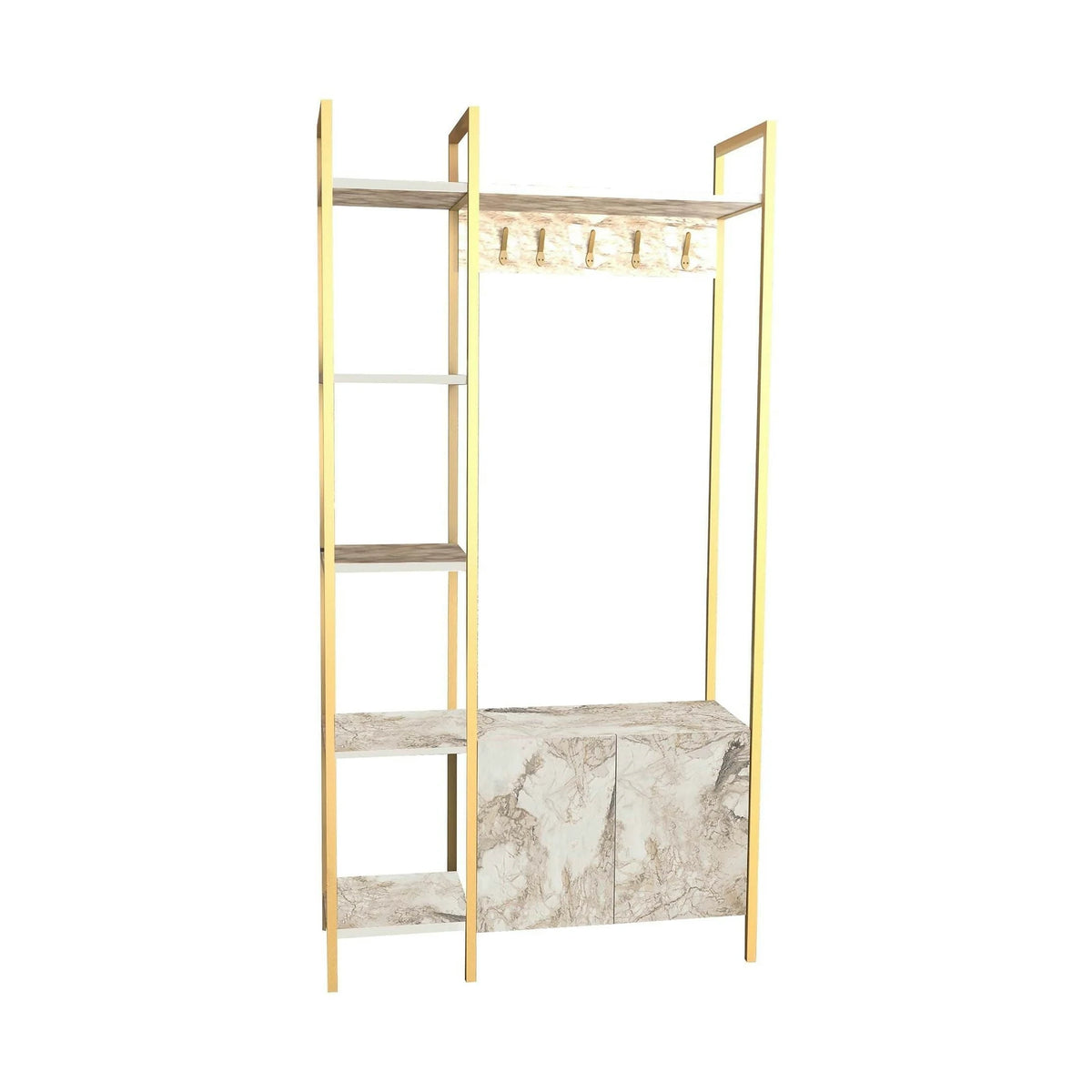 Mobiler hol DOGA, auriu/bej cu efect de marmura, PAL melaminat, 90x35x175 cm
