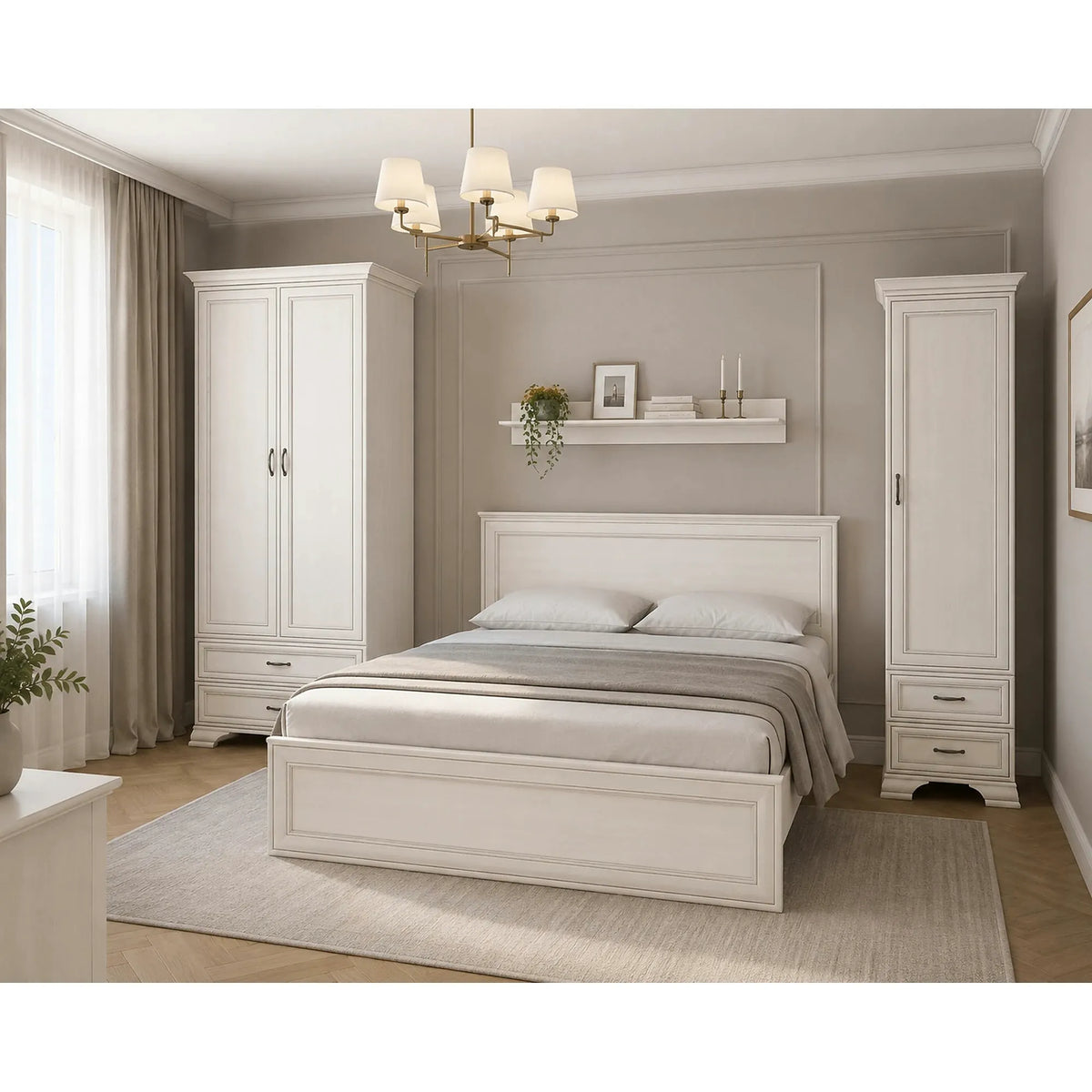 Mobilier dormitor clasic TIFFANY II-2, grej, PAL laminat, 4 piese