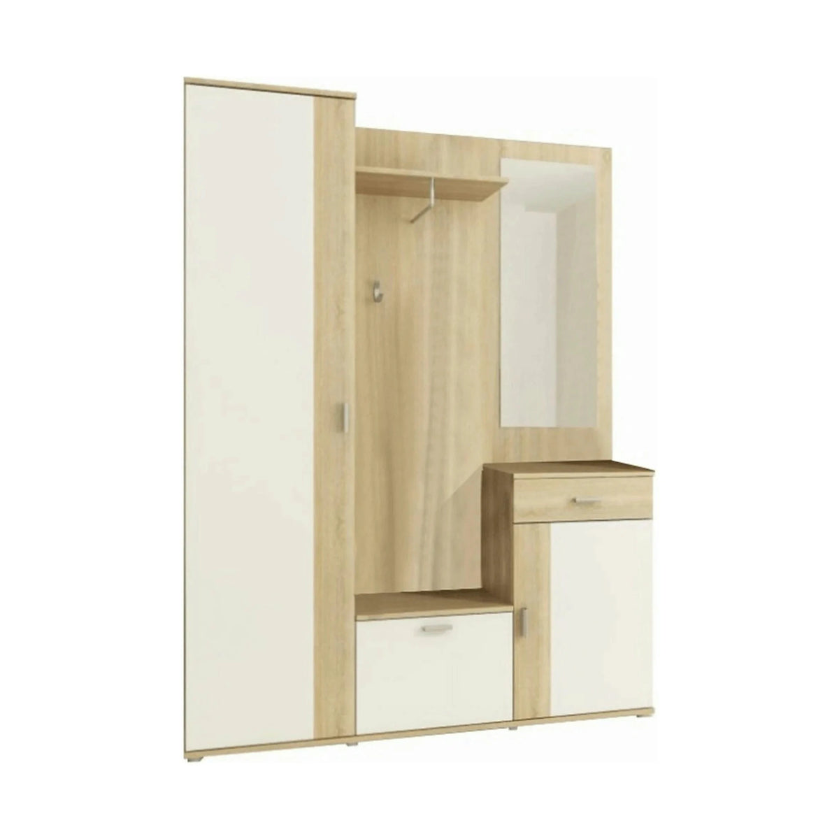 Mobilier hol AMALIA, stejar sonoma/alb, PAL, 145x29x188 cm