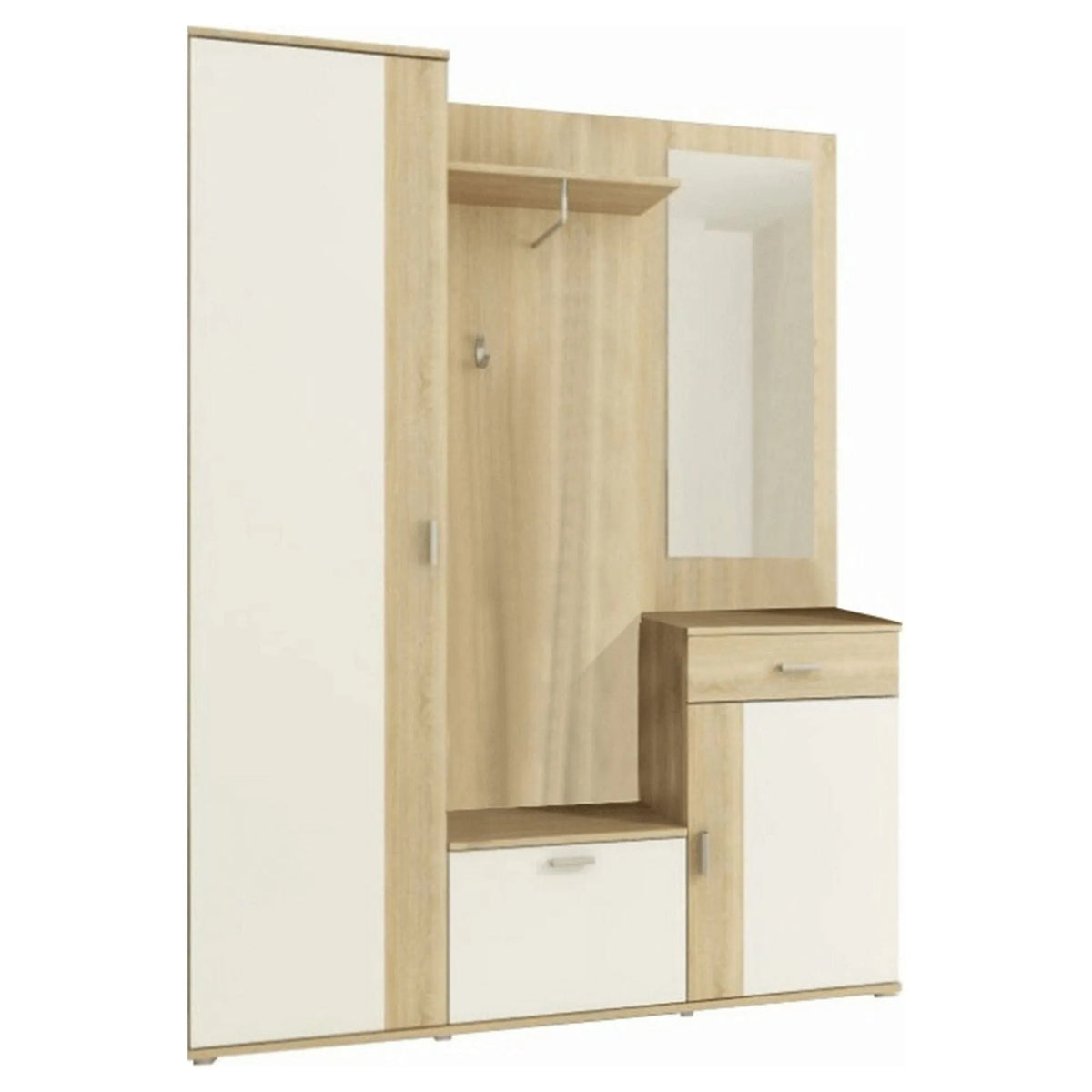 Mobilier hol AMALIA, stejar sonoma/alb, PAL, 145x29x188 cm