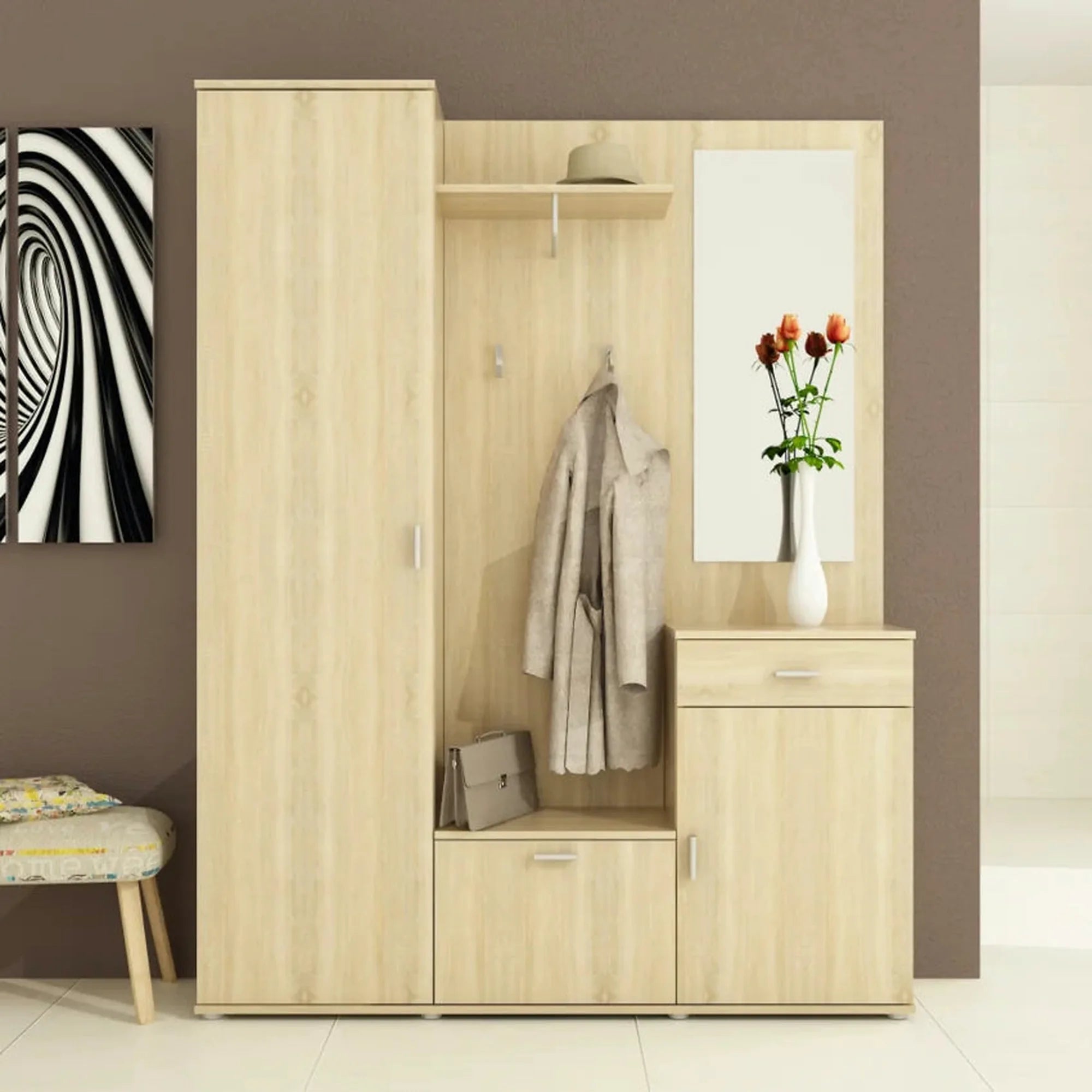 Mobilier hol AMALIA, stejar sonoma, PAL melaminat, 144x32x188 cm