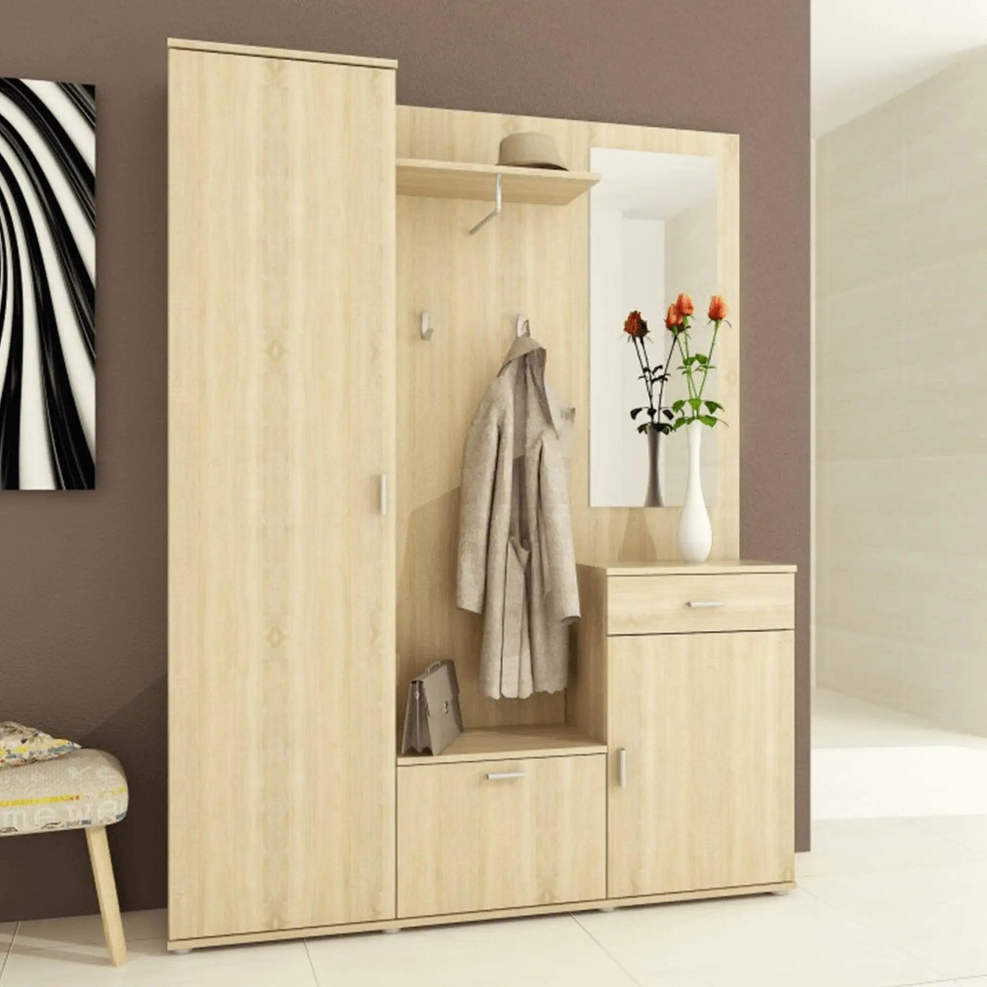 Mobilier hol AMALIA, stejar sonoma, PAL melaminat, 144x32x188 cm