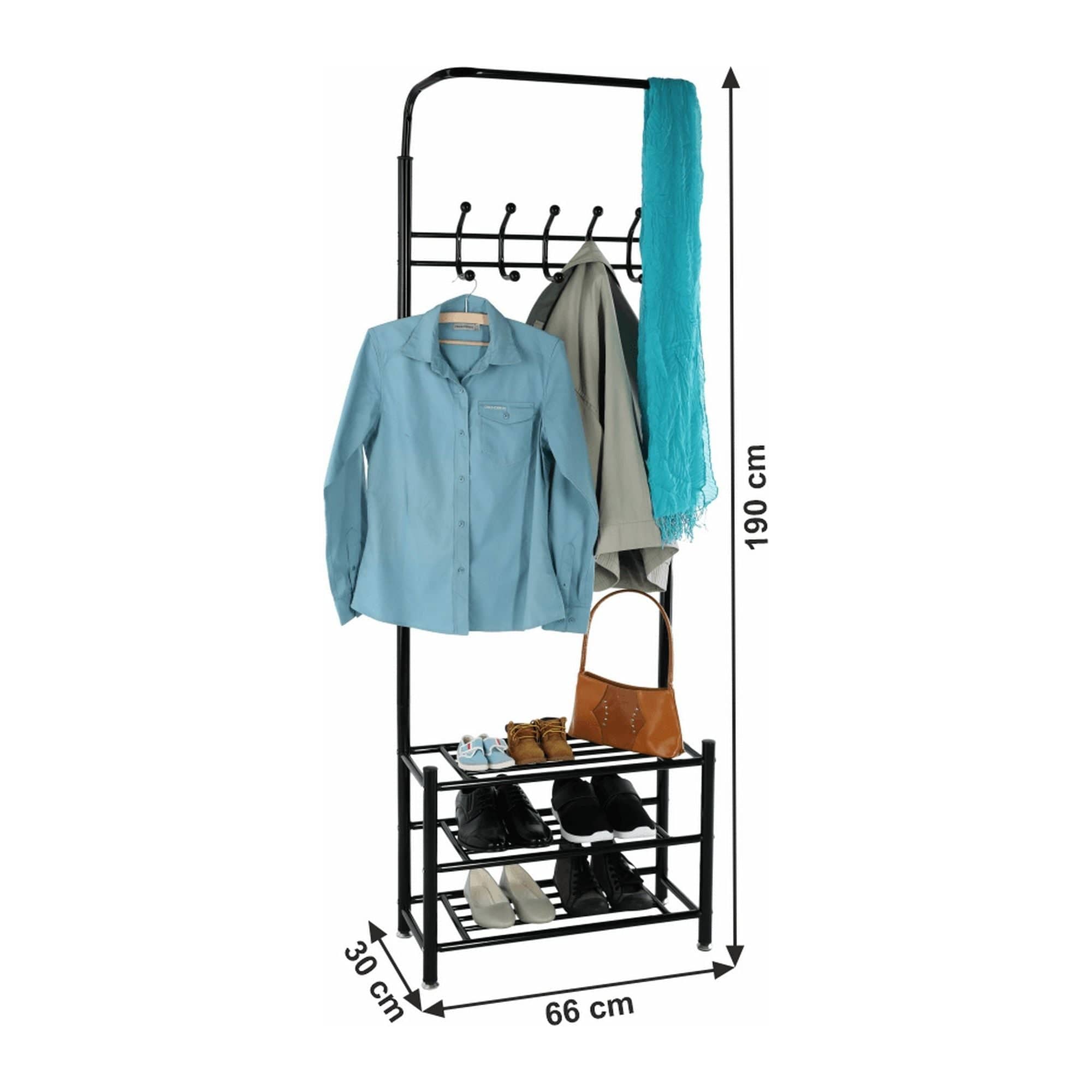 Mobilier hol BARNUM, negru, metal, 66x30x190 cm