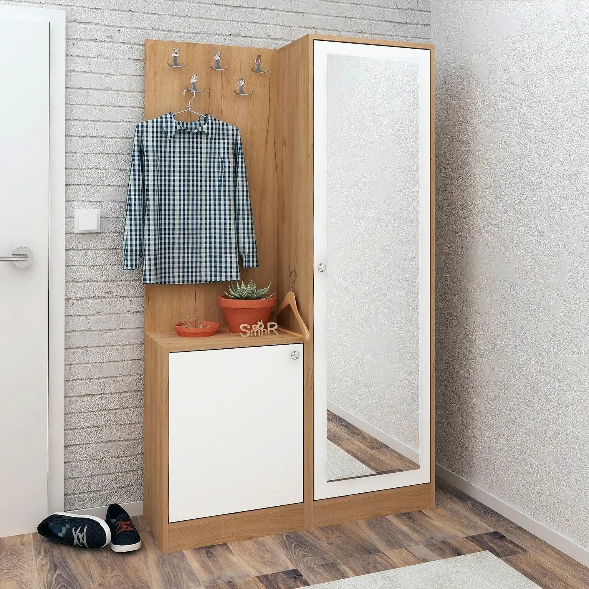 Mobilier hol BROC, stejar, PAL melaminat, 100x35x180 cm