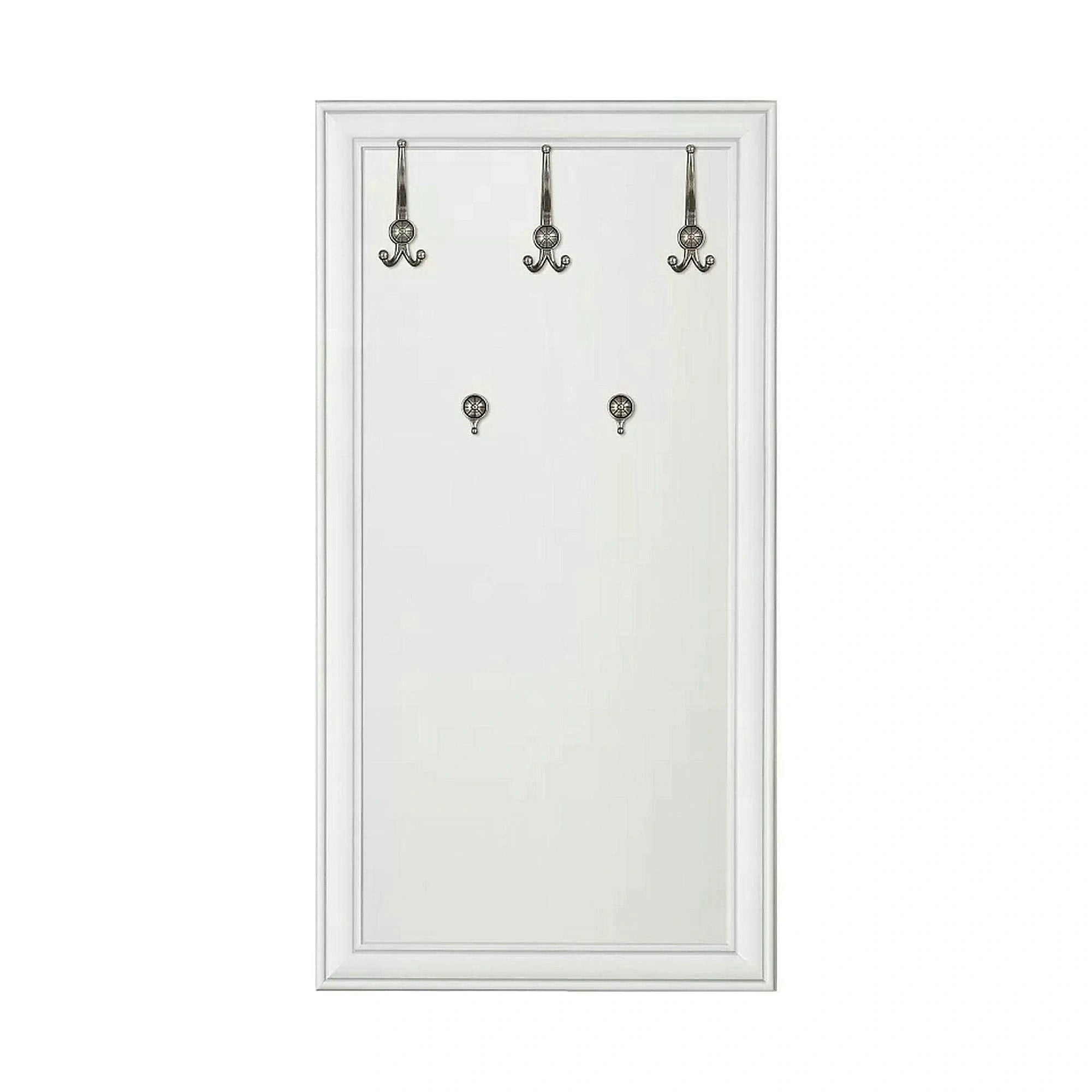 Mobilier hol cu oglinda IDENTO 2, alb, PAL melaminat, format din cuier, pantofar, comoda si dulap