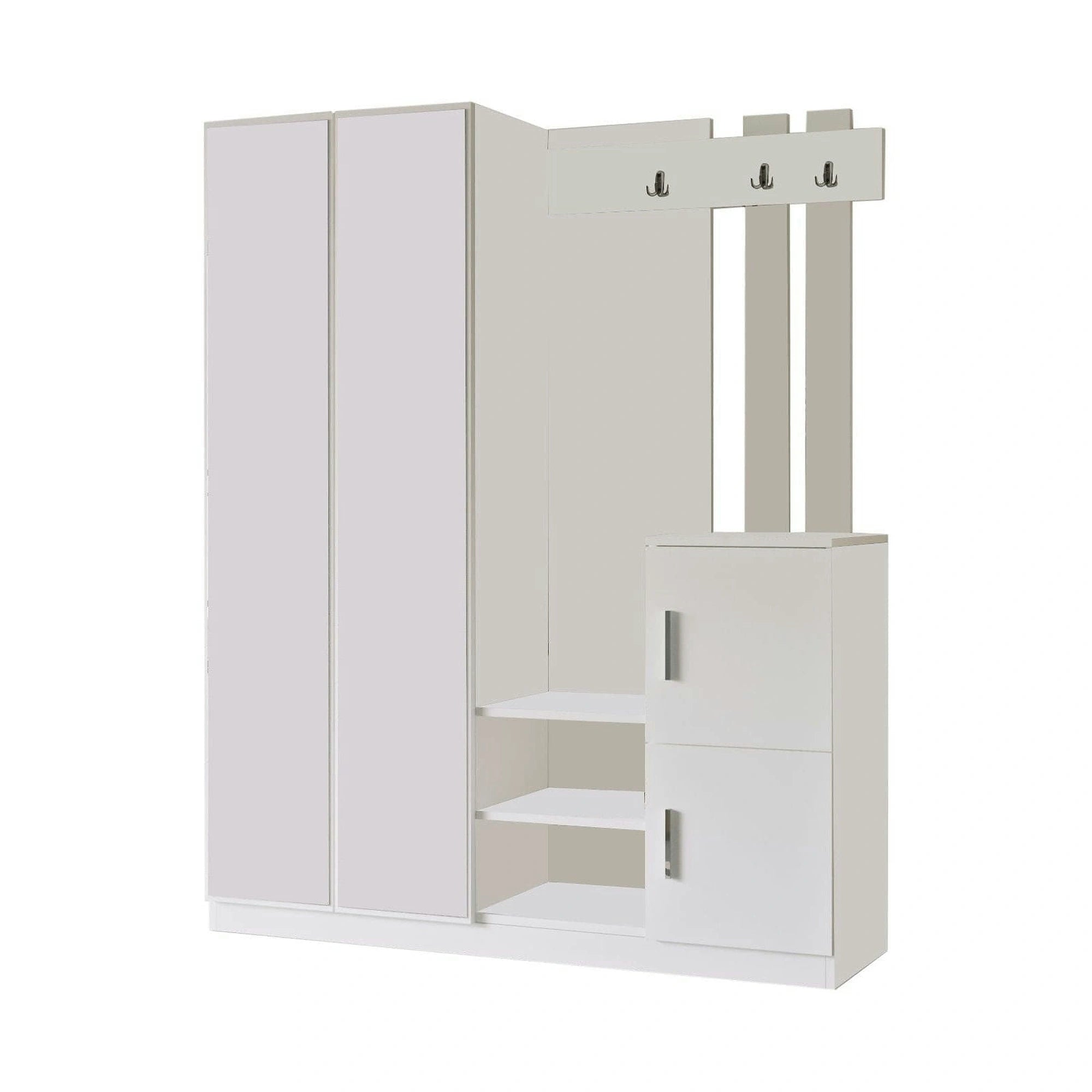 Mobilier hol DD8-W, alb, PAL melaminat, 147x38x180 cm