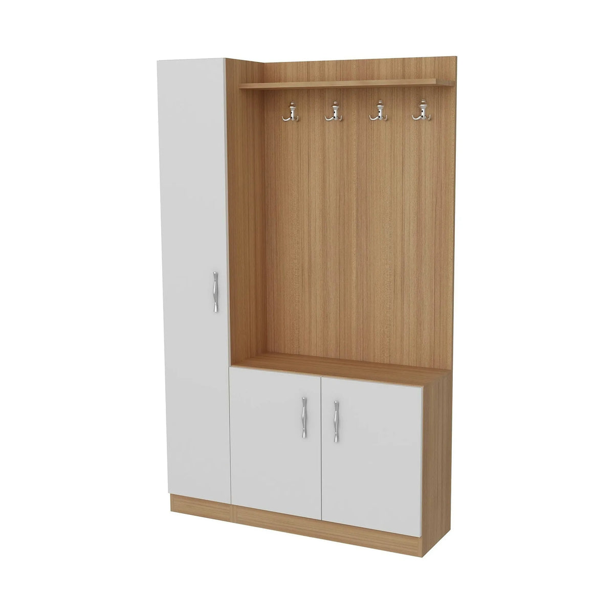 Mobilier hol NATUREL, alb/stejar, PAL melaminat, 110x32x180 cm